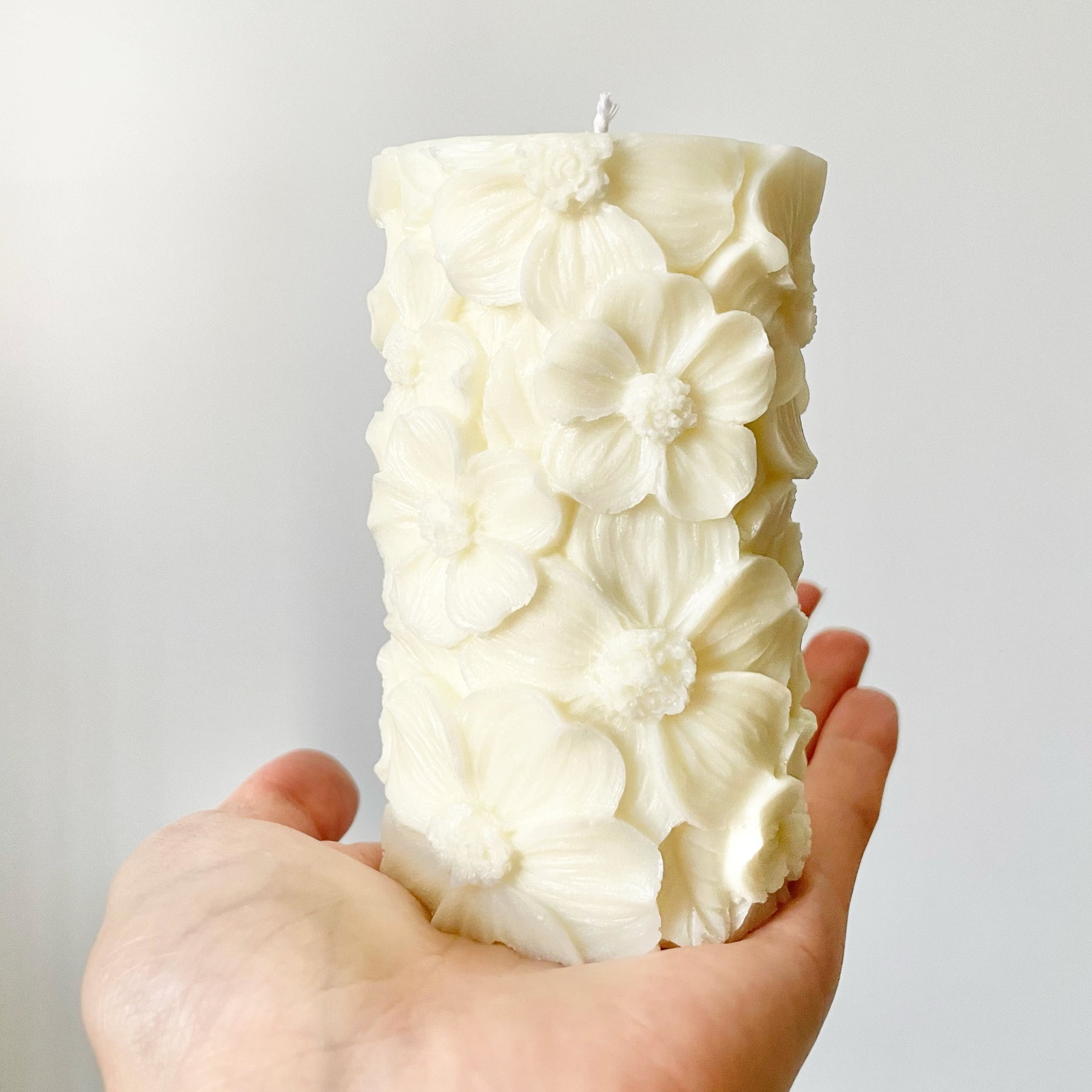 Tall Flower Pillar Candle