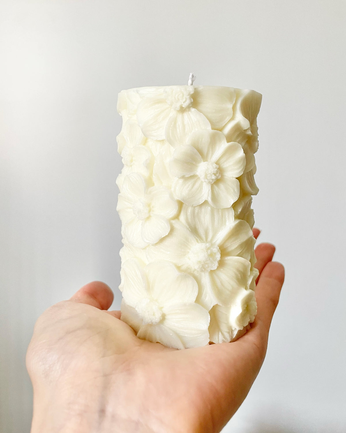 Tall Flower Pillar Candle