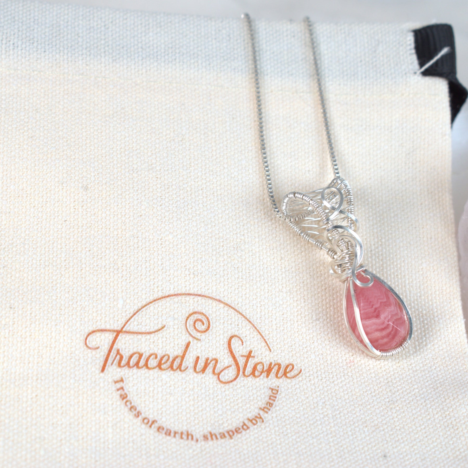 Wire Wrapped Rhodochrosite Keepsake Pendant