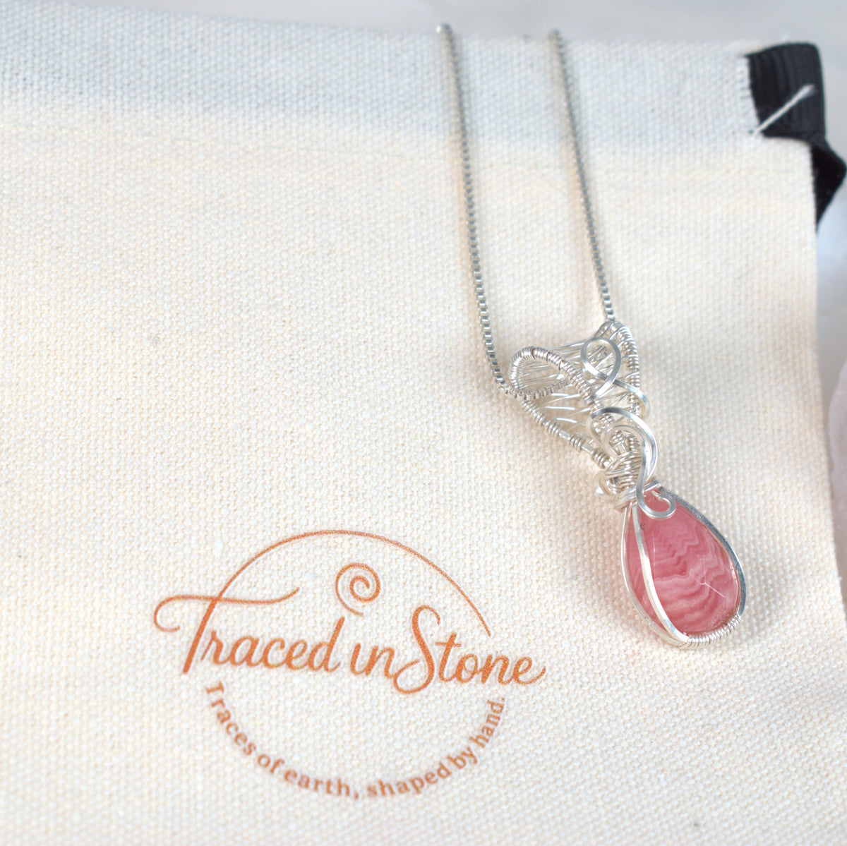 Wire Wrapped Rhodochrosite Keepsake Pendant
