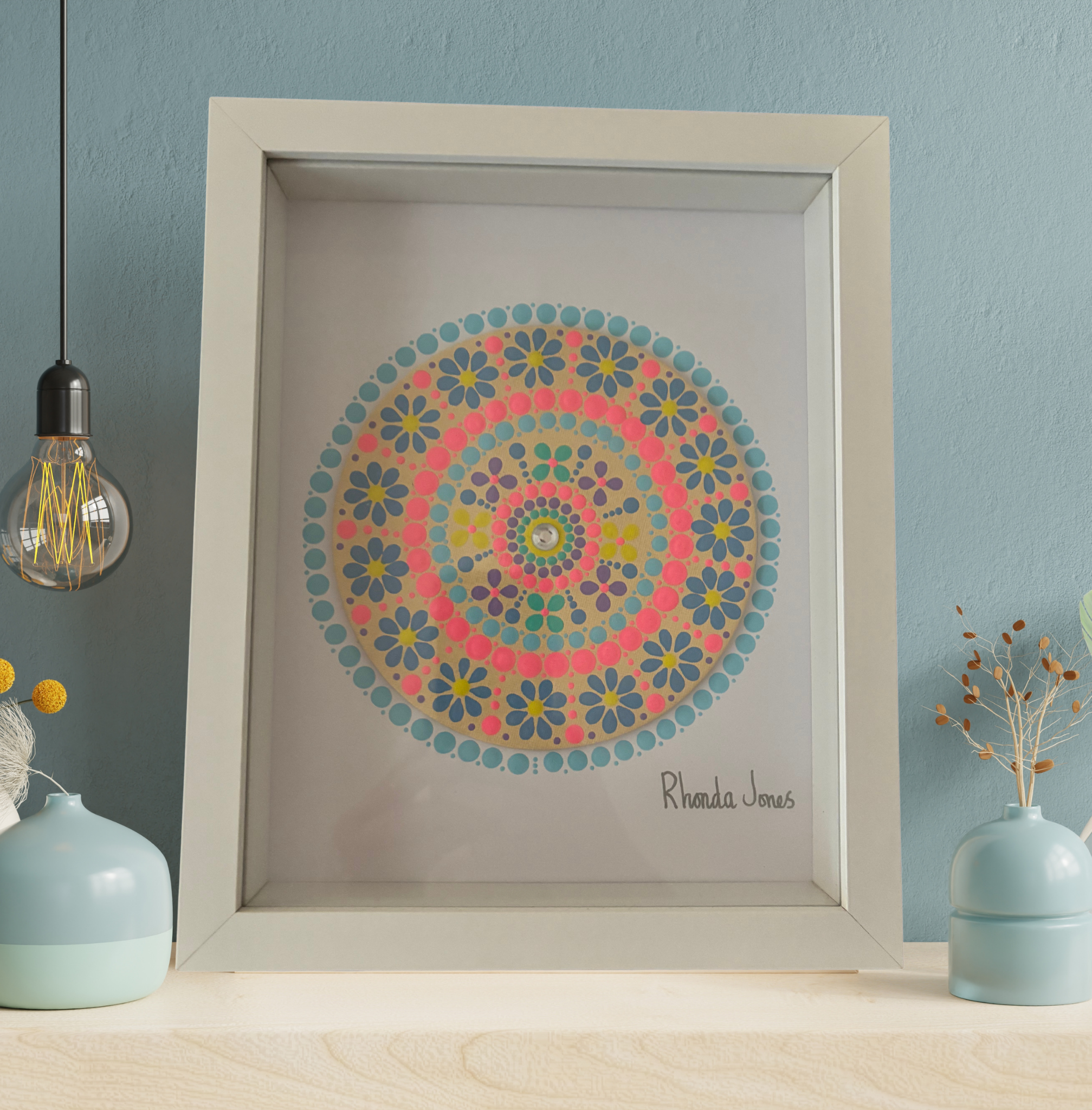 Hello Pretty Acrylic Hand-dotted Mandala