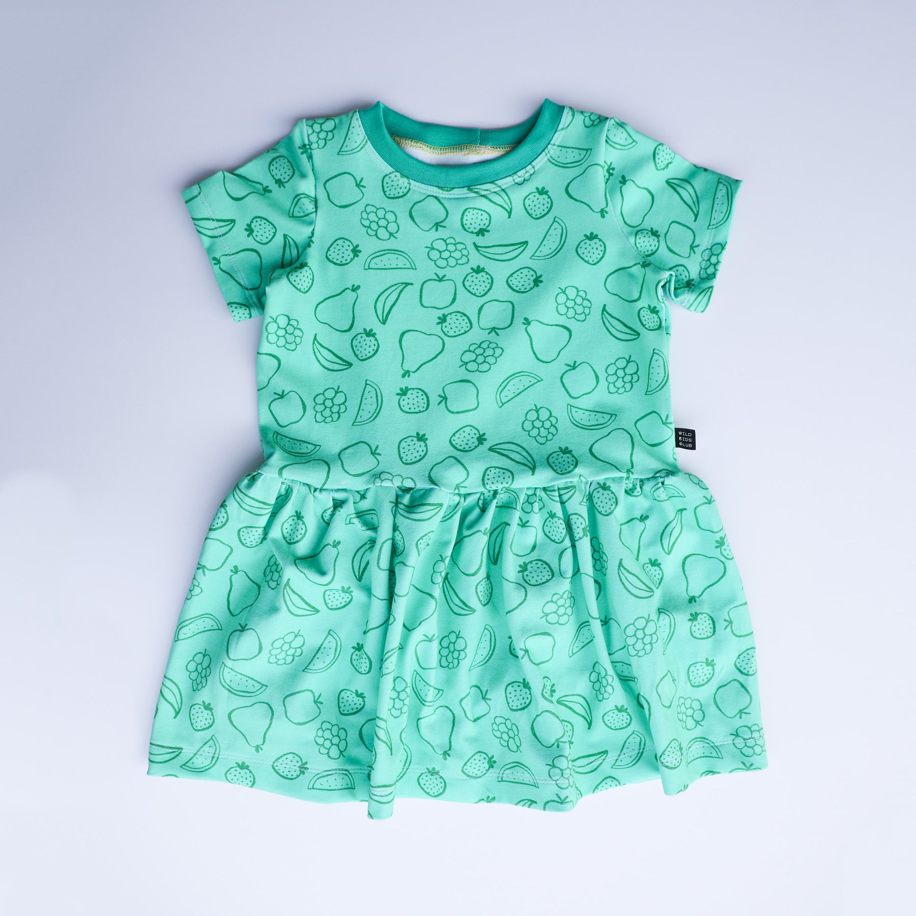 Green fruit salad organic cotton dress 2026-27
