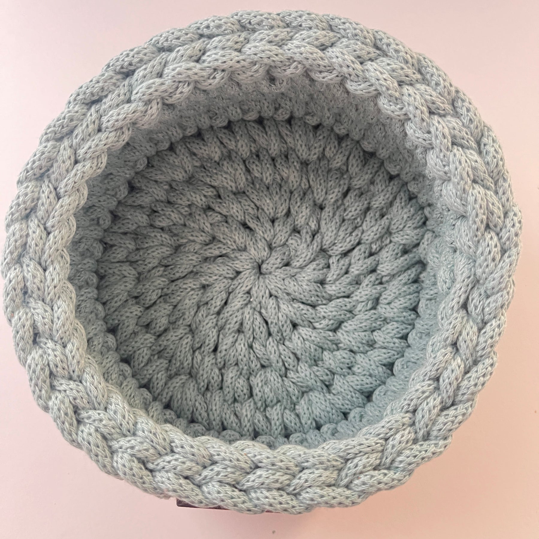 Small crochet basket - colour Duck Egg