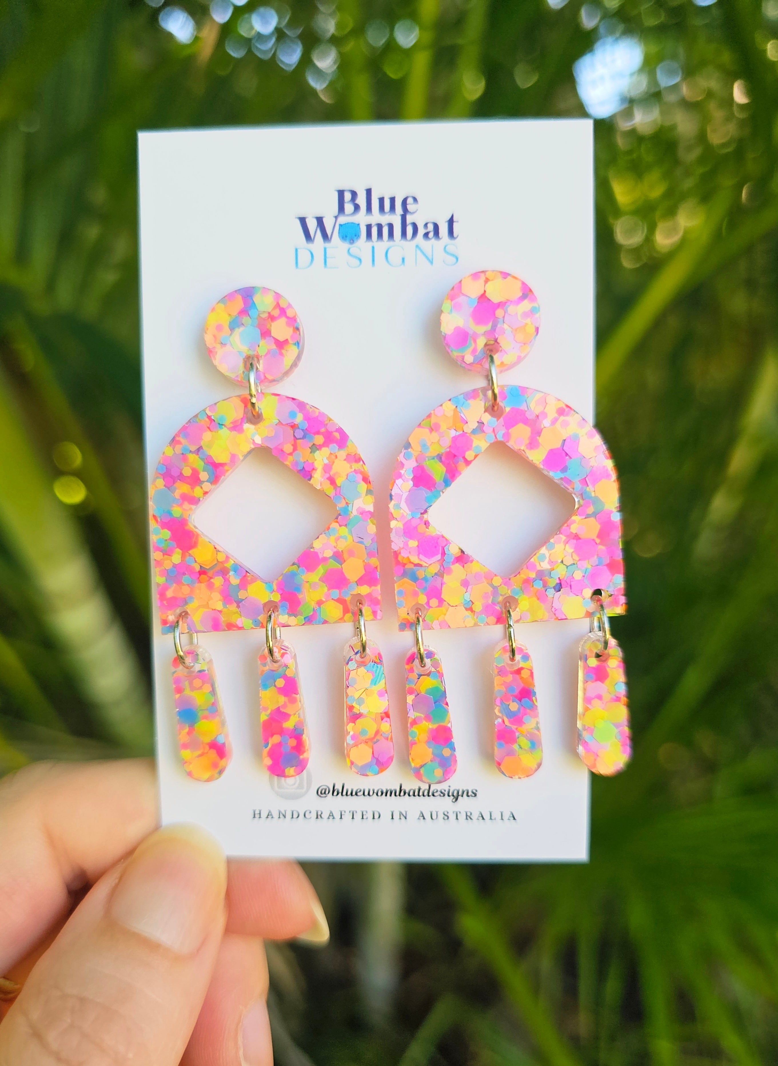 Chandelier Resin Colourful Glitter Dangle Earrings