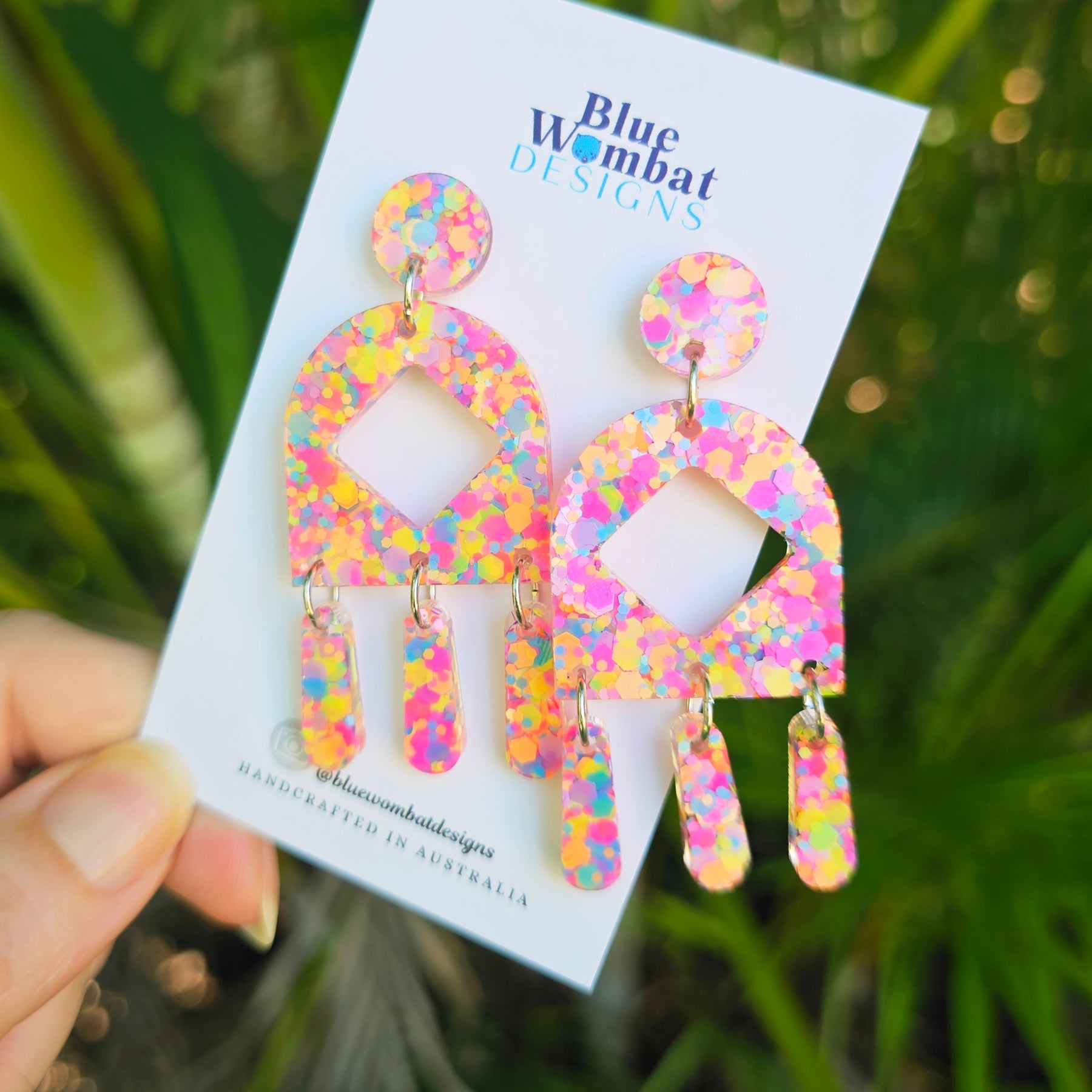 Chandelier Resin Colourful Glitter Dangle Earrings