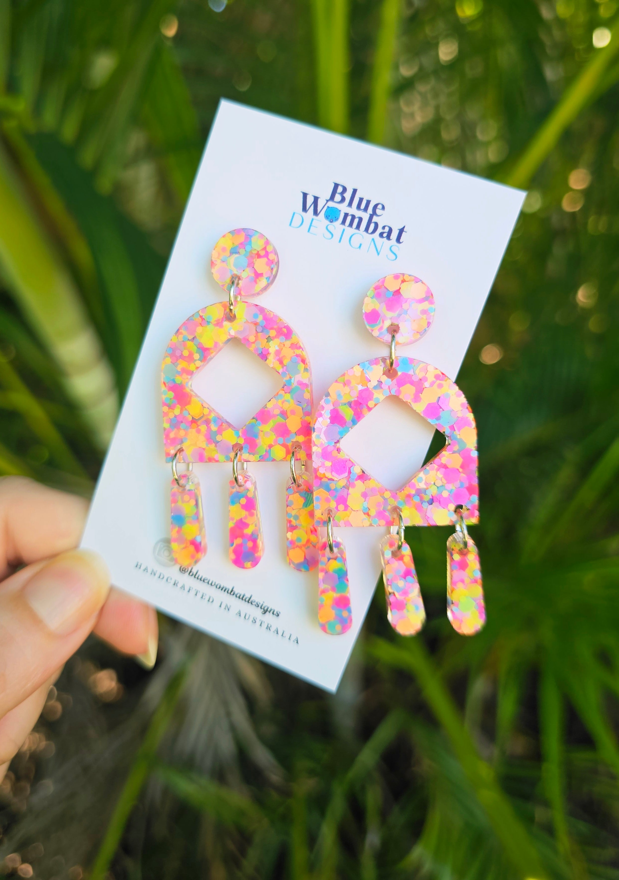 Chandelier Resin Colourful Glitter Dangle Earrings