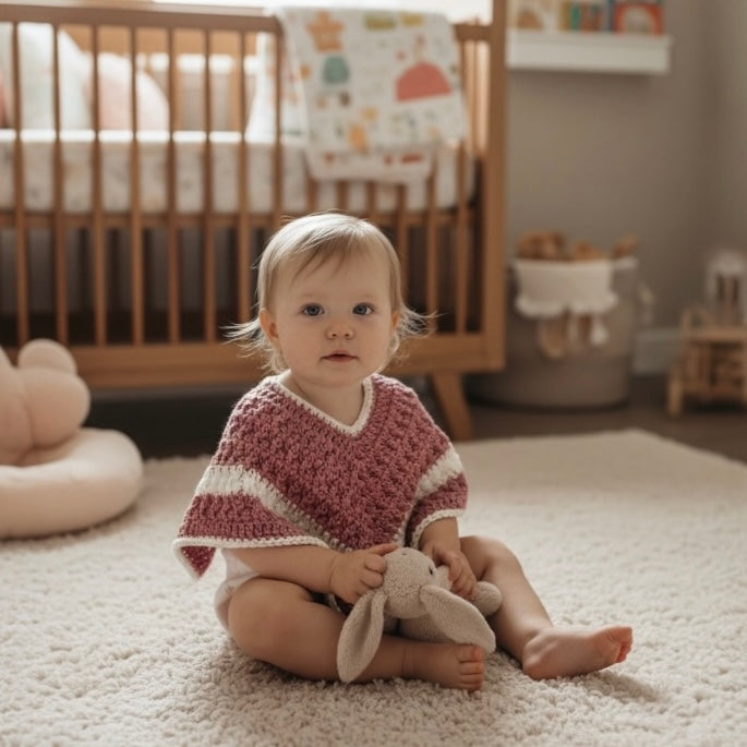 Ashley - Handmade Crochet Baby Poncho - 6 months