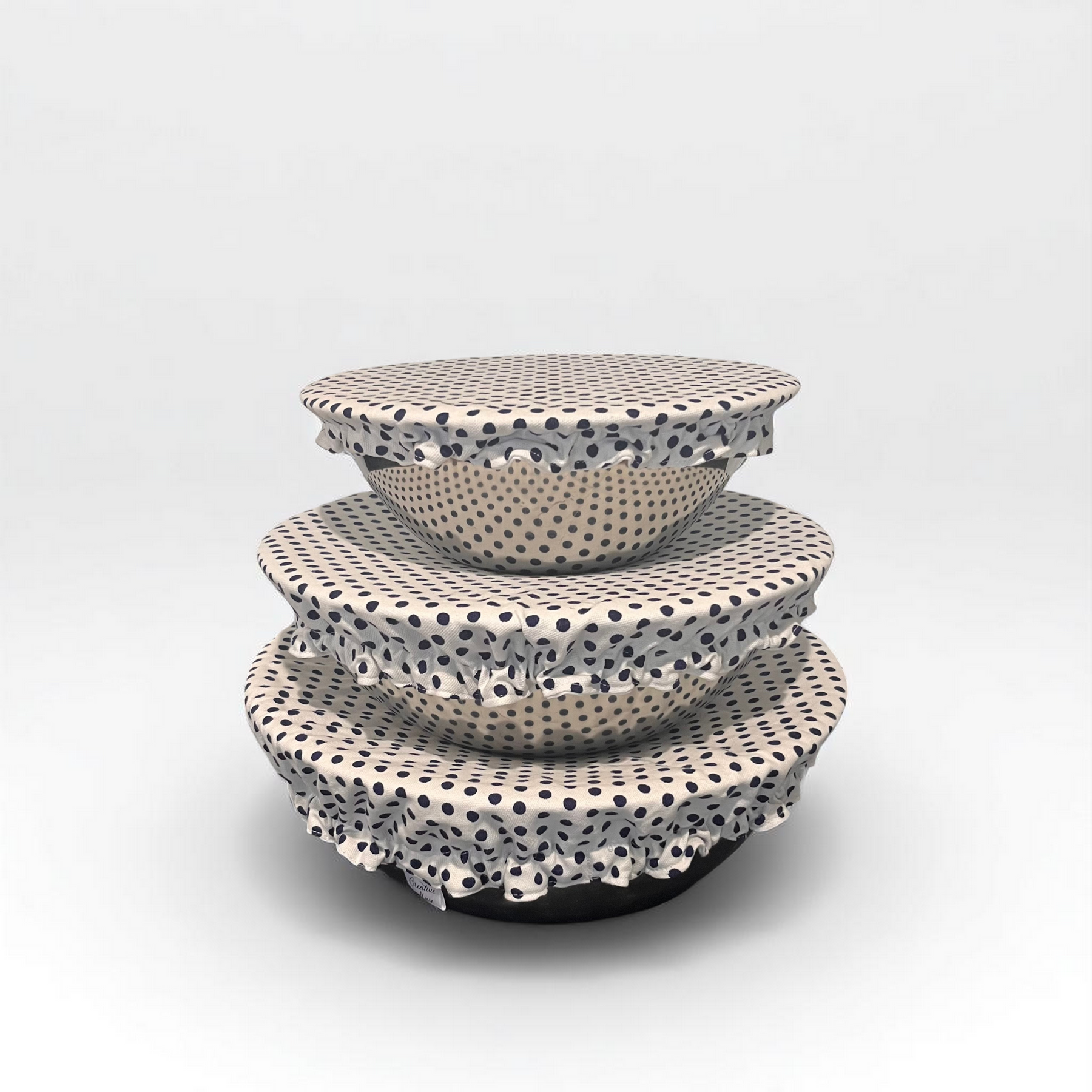 Reusable Fabric Bowl Covers – Set of 3 | Navy Polkadot