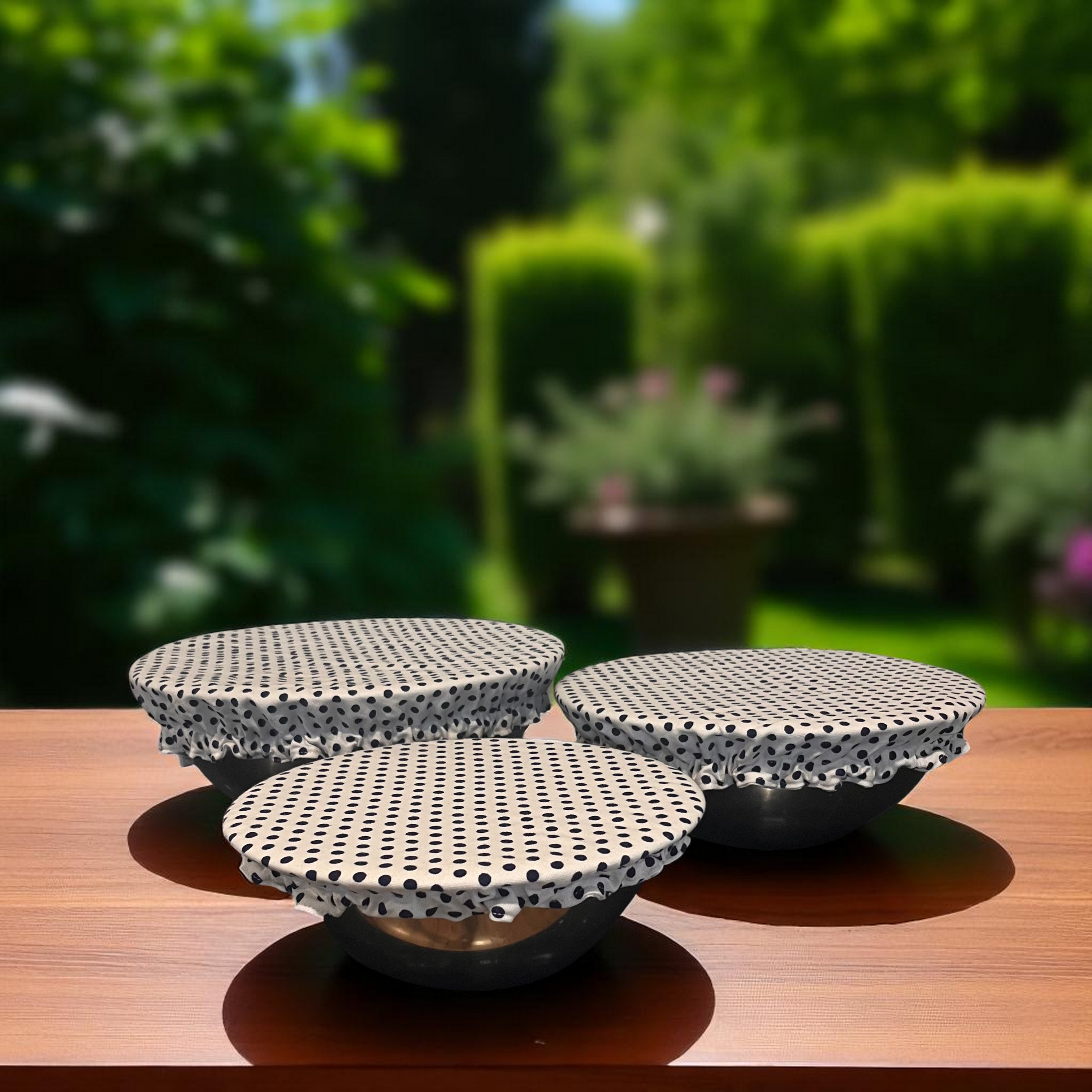Reusable Fabric Bowl Covers – Set of 3 | Navy Polkadot