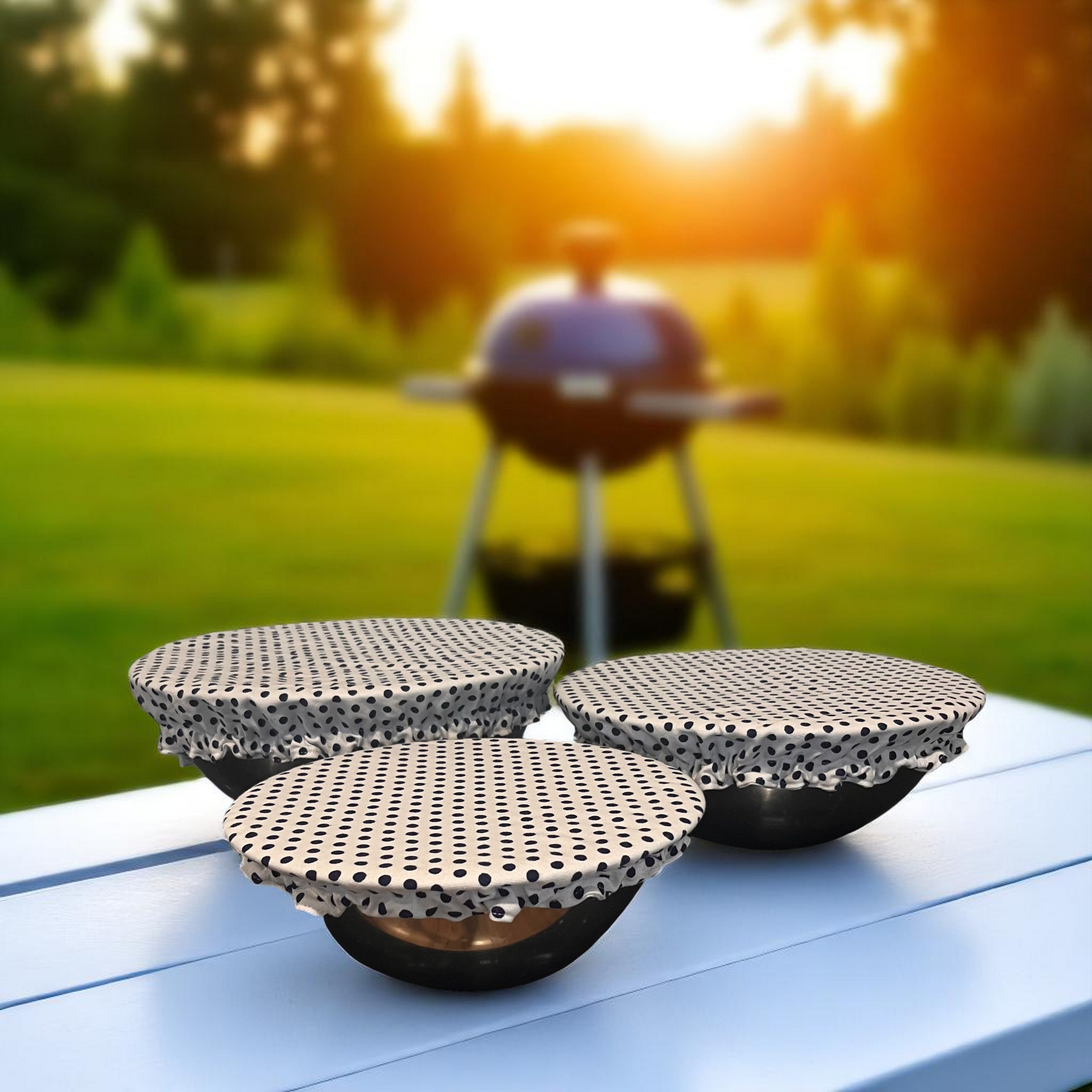 Reusable Fabric Bowl Covers – Set of 3 | Navy Polkadot
