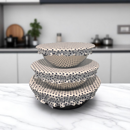 Reusable Fabric Bowl Covers – Set of 3 | Navy Polkadot