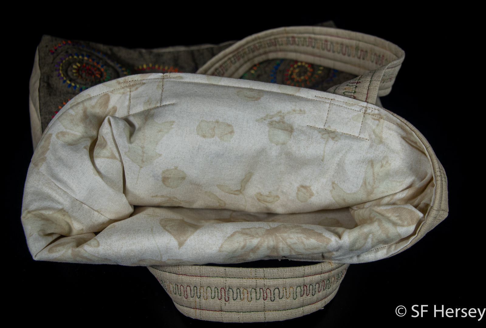 Hand Embroidered Quilted Ammonite Bag