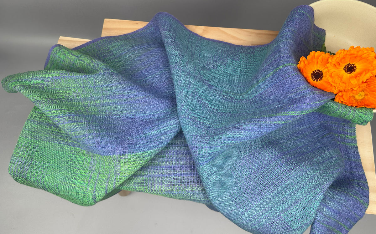 Hand-Dyed and Handwoven Linen/Cotton Tea Towels (Lilac weft)