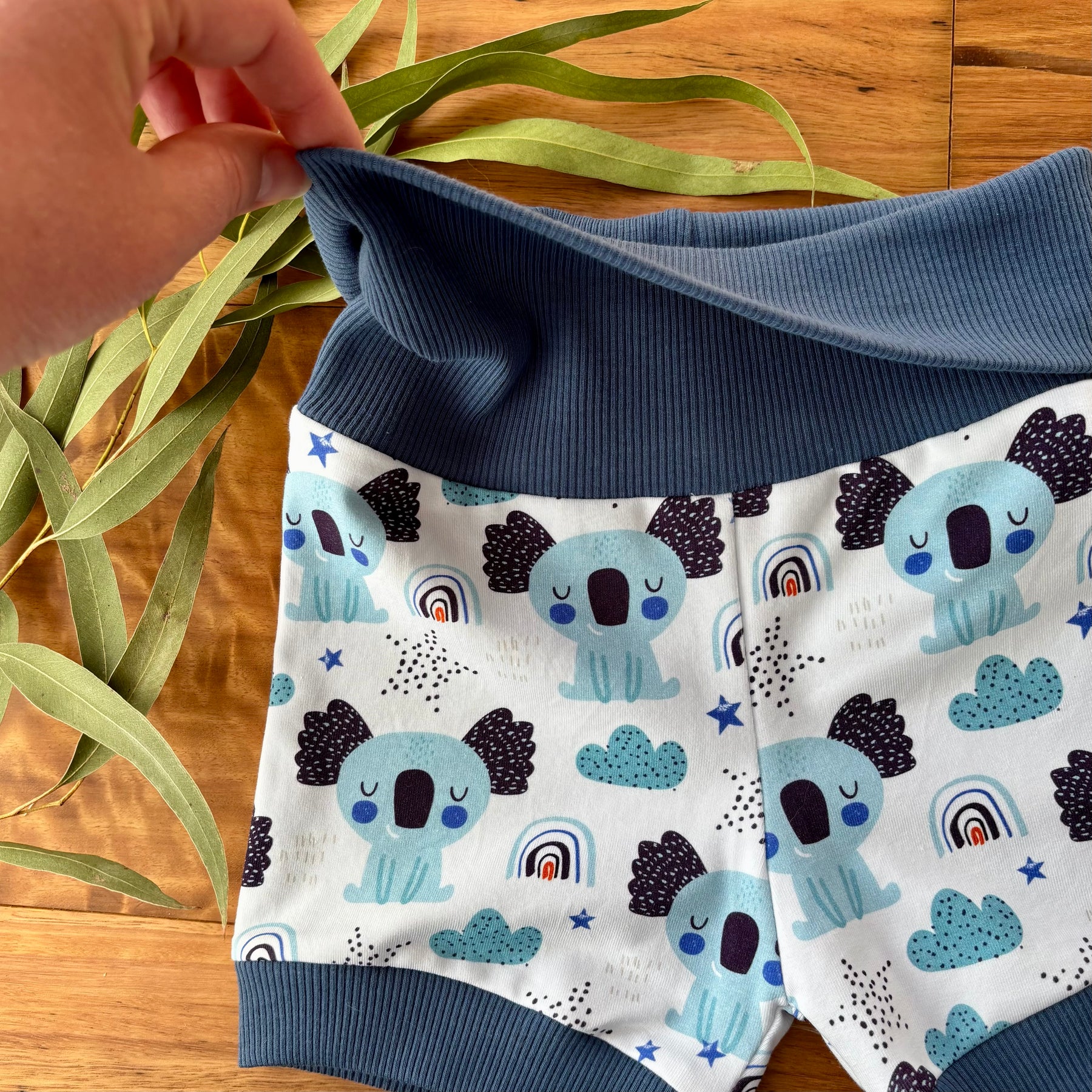 Baby Short Sleeved Bodysuit and Shorts | Blue Koalas | Size premmie to 2 | Made to order