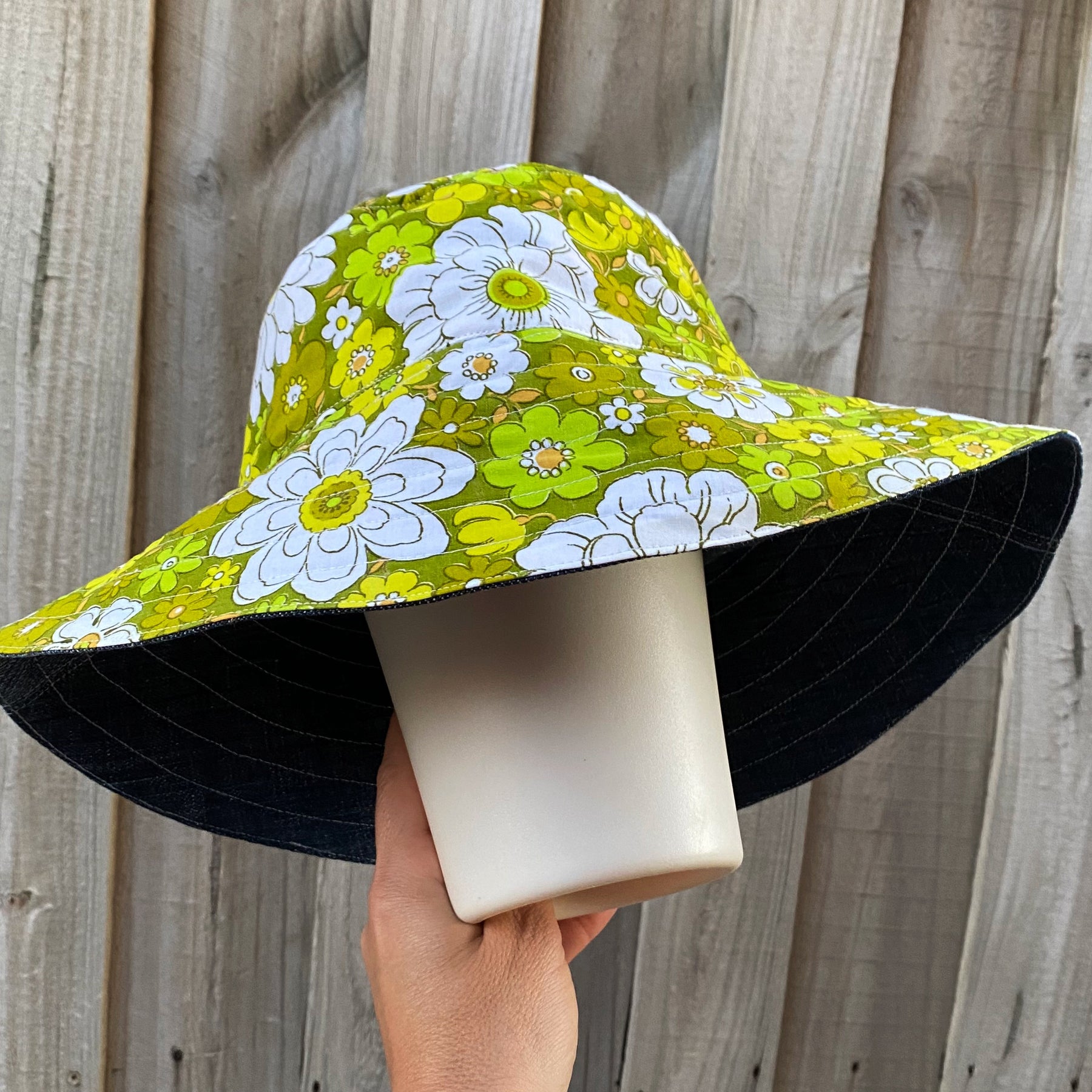 Selection of Reversible Vintage Floral Hat, Adult 55-58cm
