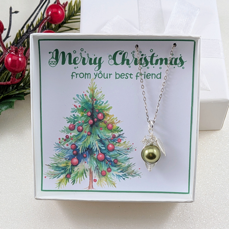 Best Friend Pea In A Pod Christmas Necklace