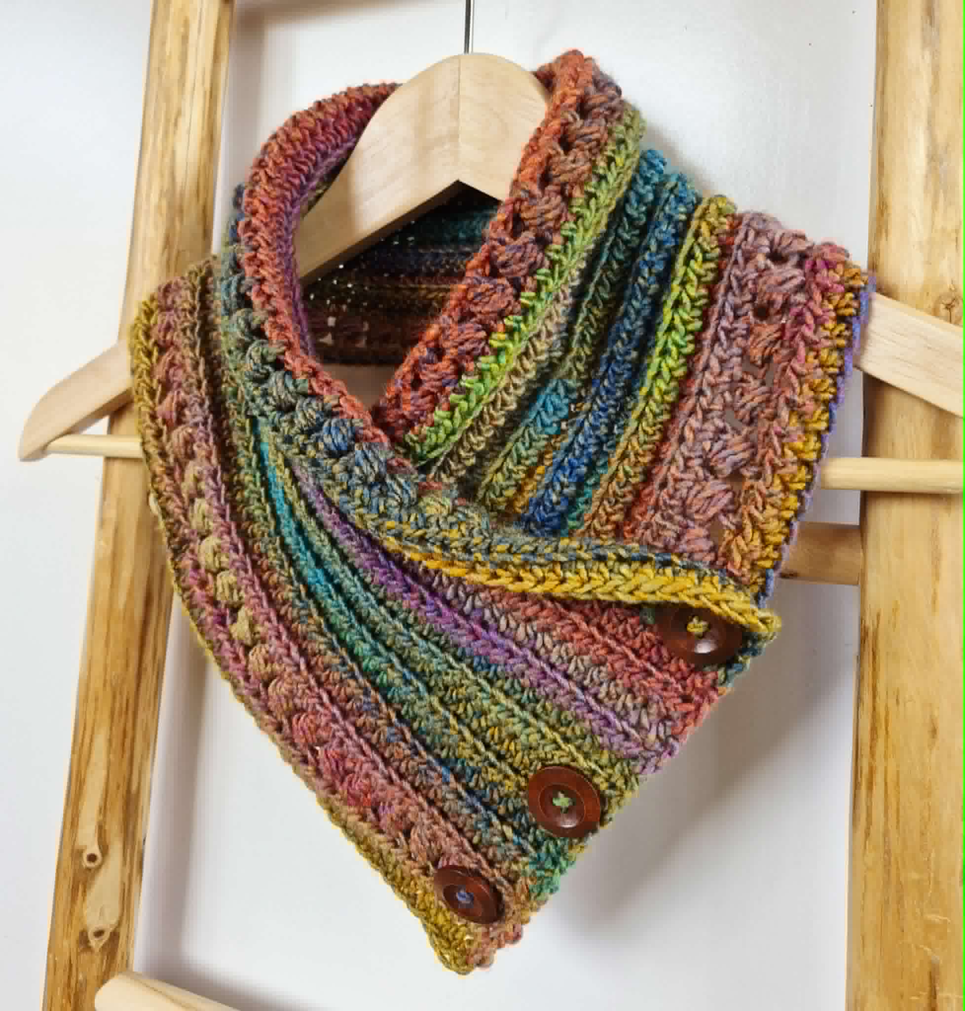 Ladies Neck warmer | Cowl | Scarf | Jewel Toned | Adult | Vintage | Crochet | Buttoned