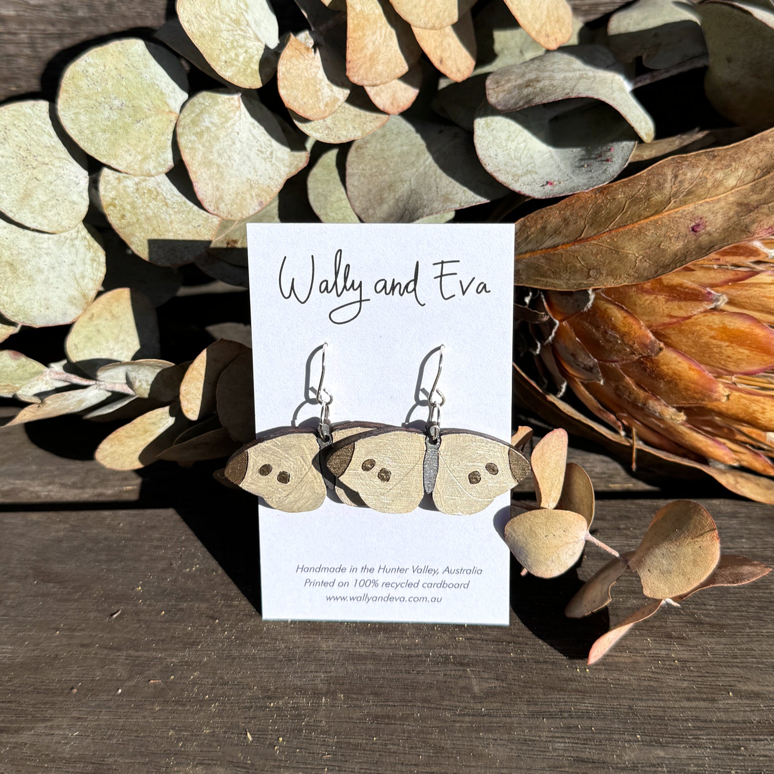 Cabbage Butterfly Hand Painted Wood Earrings