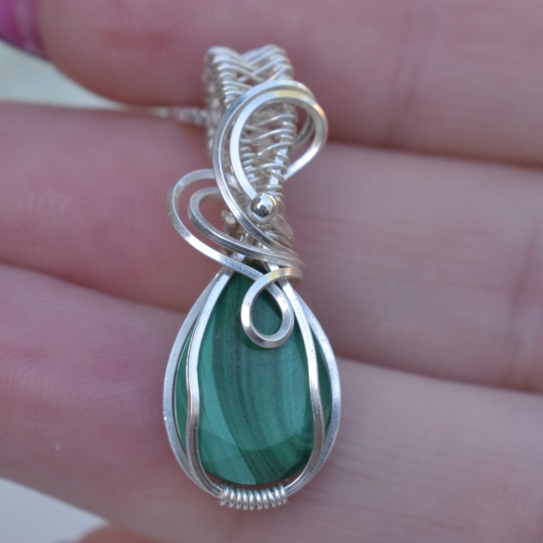 Handmade Wire-wrapped Malachite Necklace - Mother's Day Mini Pendant