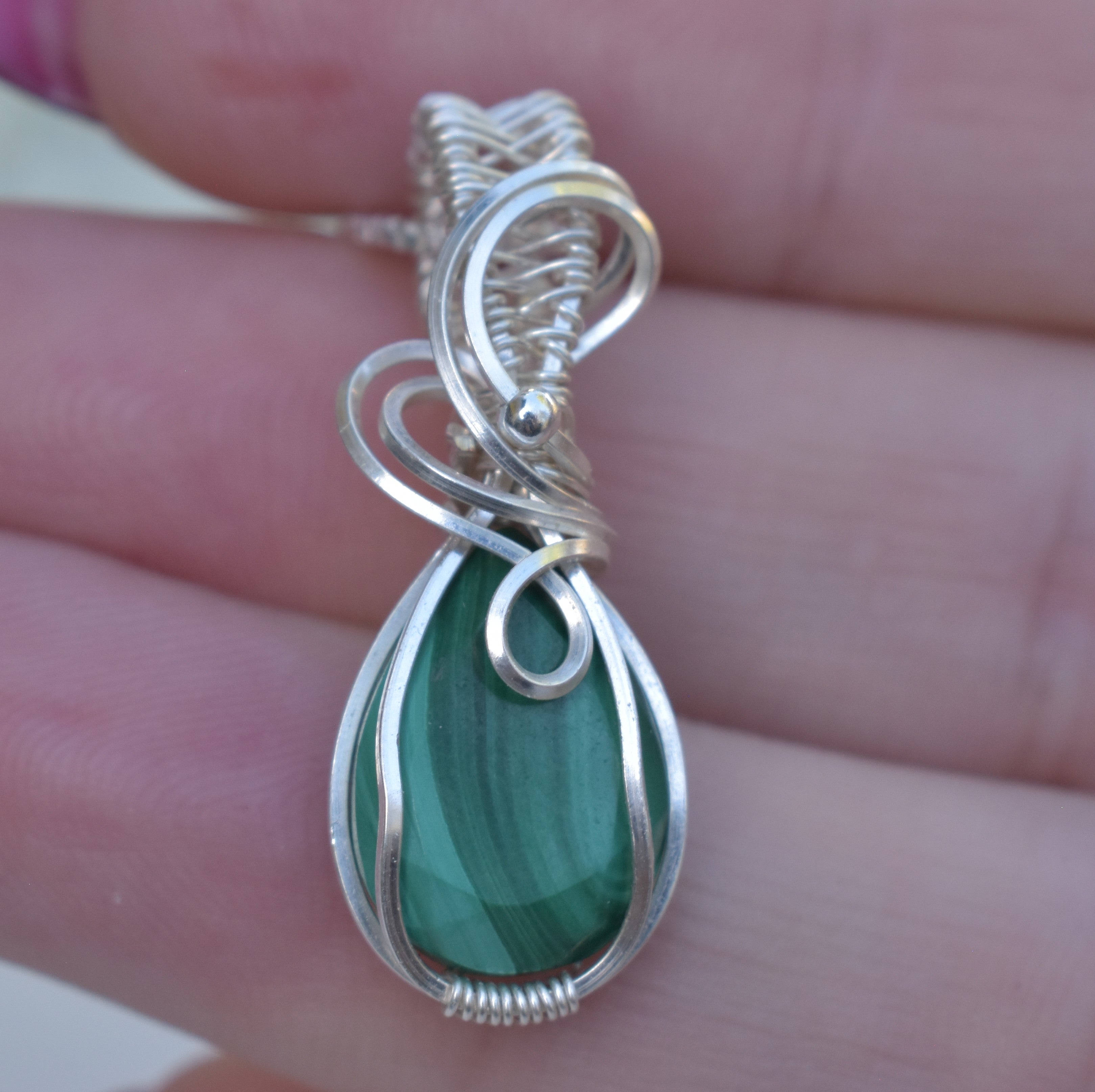Handmade Wire-wrapped Malachite Necklace - Mother's Day Mini Pendant