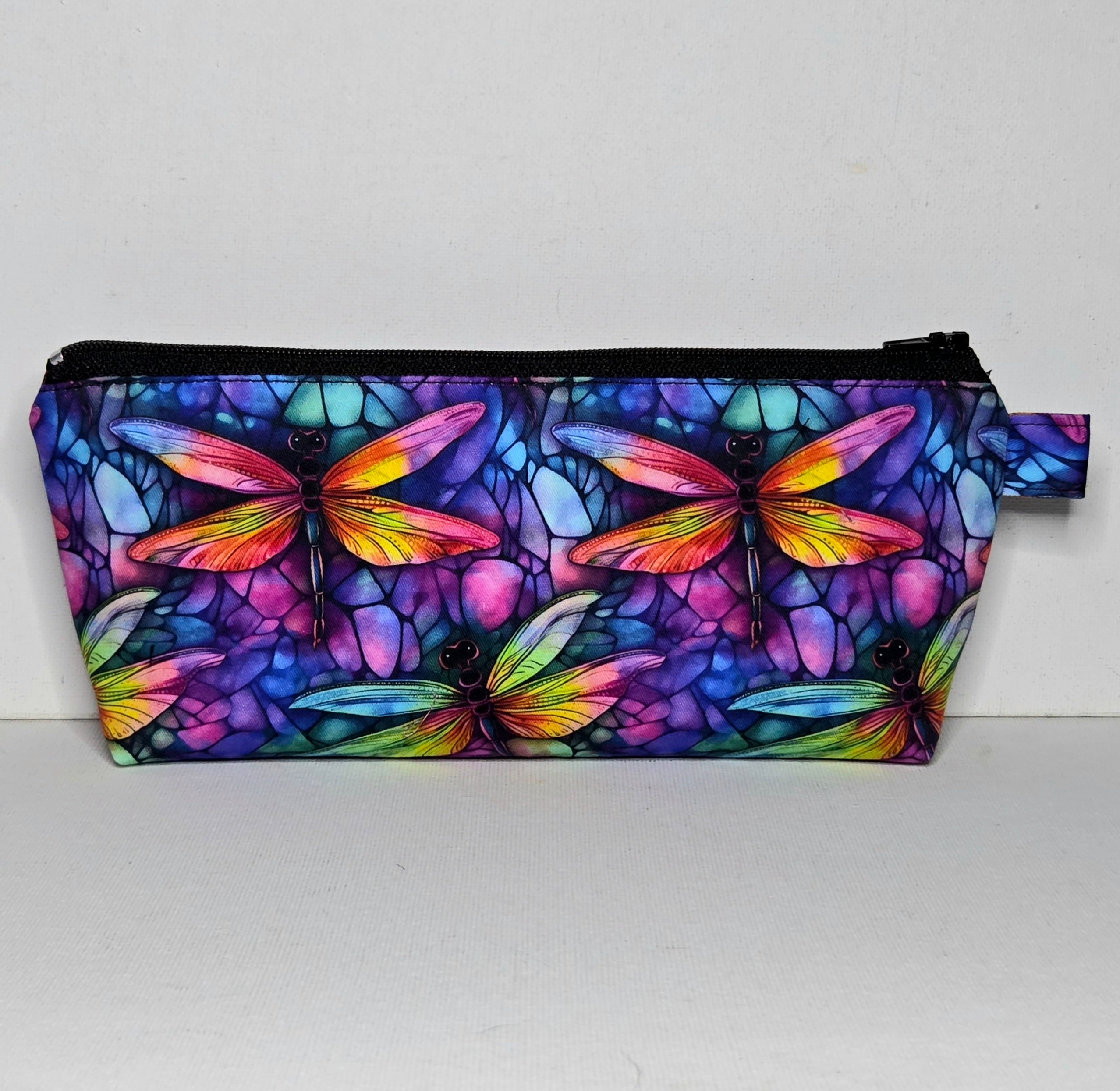 Pencil case in Colourful Dragonfly Fabric