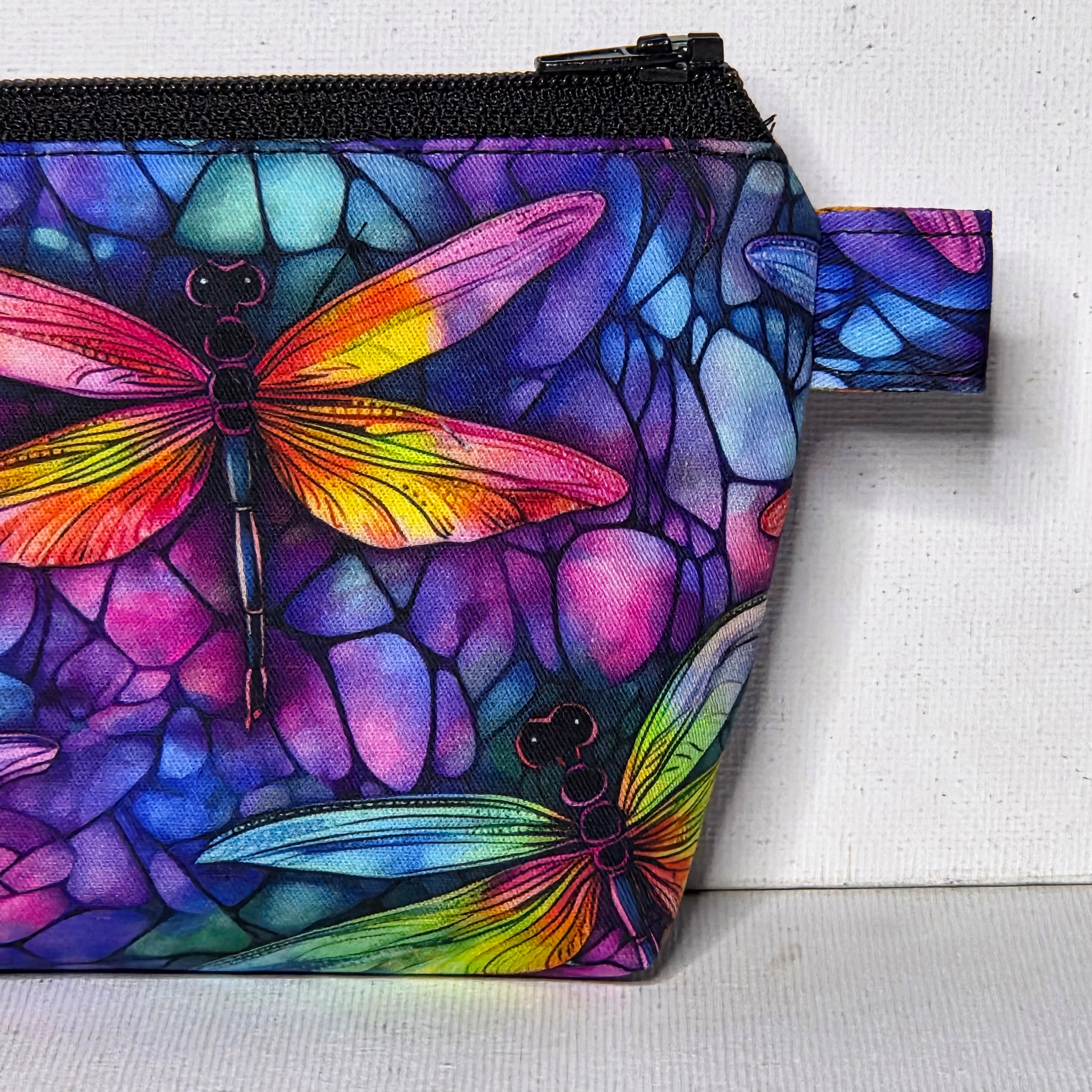 Pencil case in Colourful Dragonfly Fabric