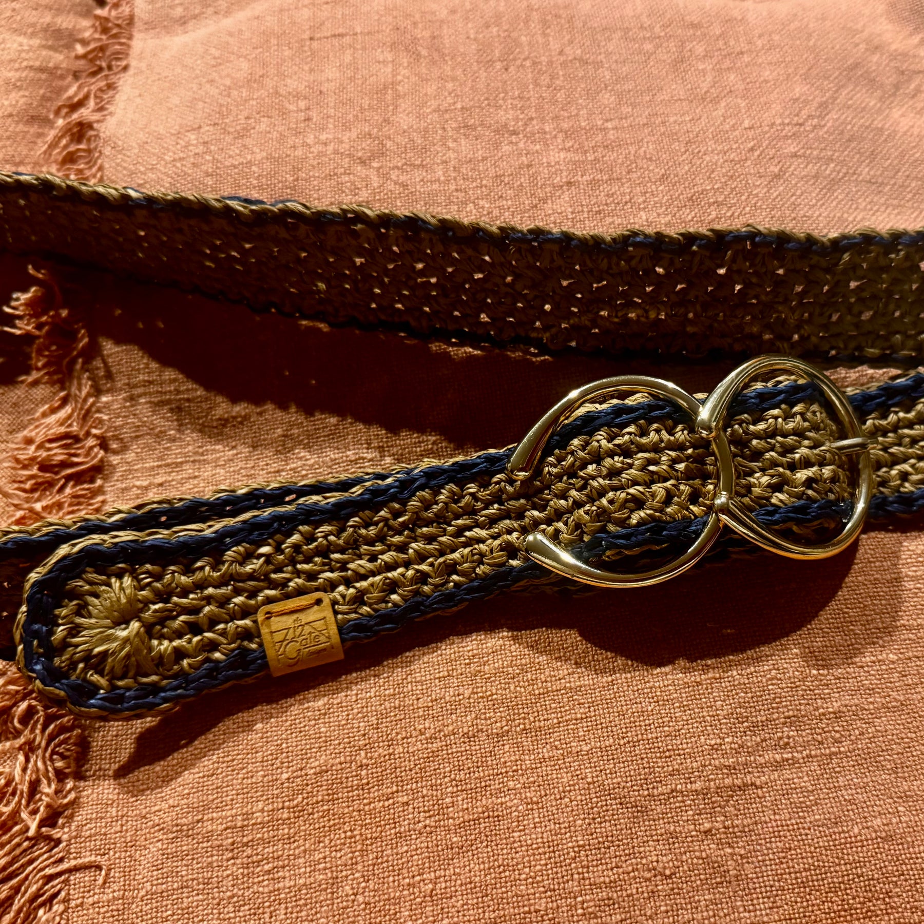 Crochet Bamboo Belt (Double Horse Shoe Buckle))