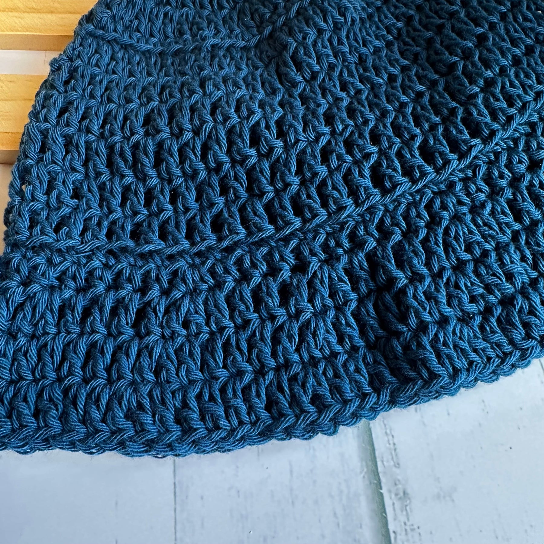 Navy Blue Crochet Hat with brim  - Kids 2-4 years