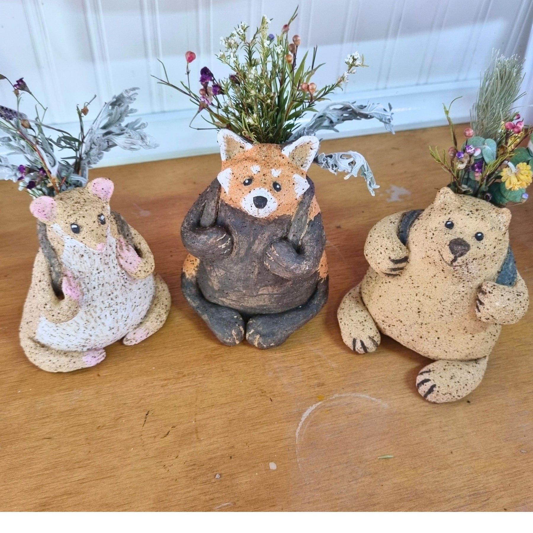 Backpack Buddies Ceramic Animal Vase Dried Flower Ornament