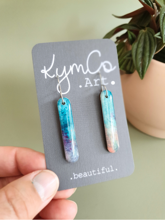 The Bubblegum Sky Collection | Resin art jewellery | Small and medium dangle earrings