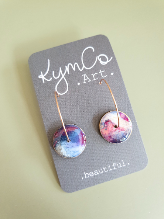 The Bubblegum Sky Collection | Resin art jewellery | Small and medium dangle earrings