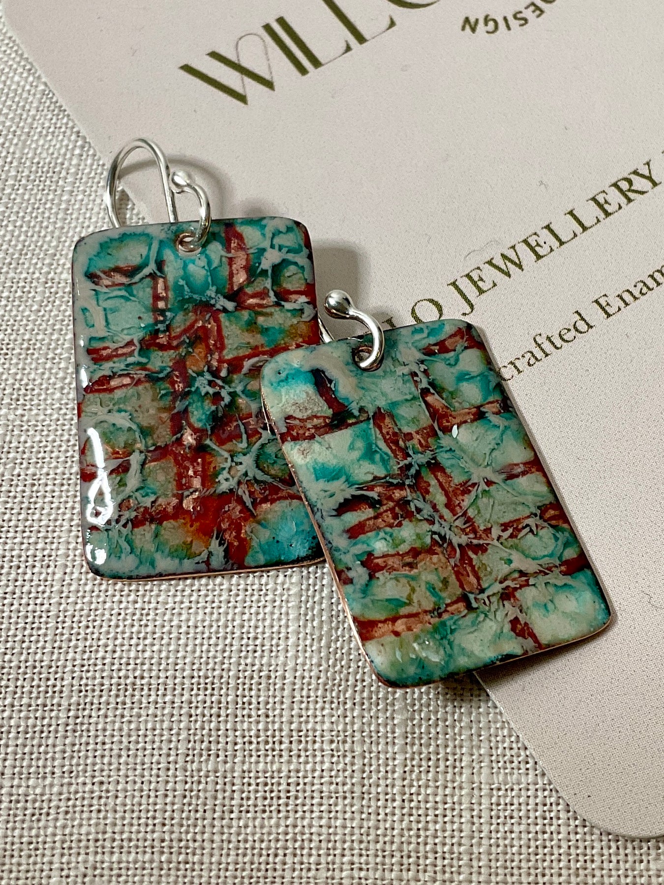 Abstract enamel earrings. Hand made