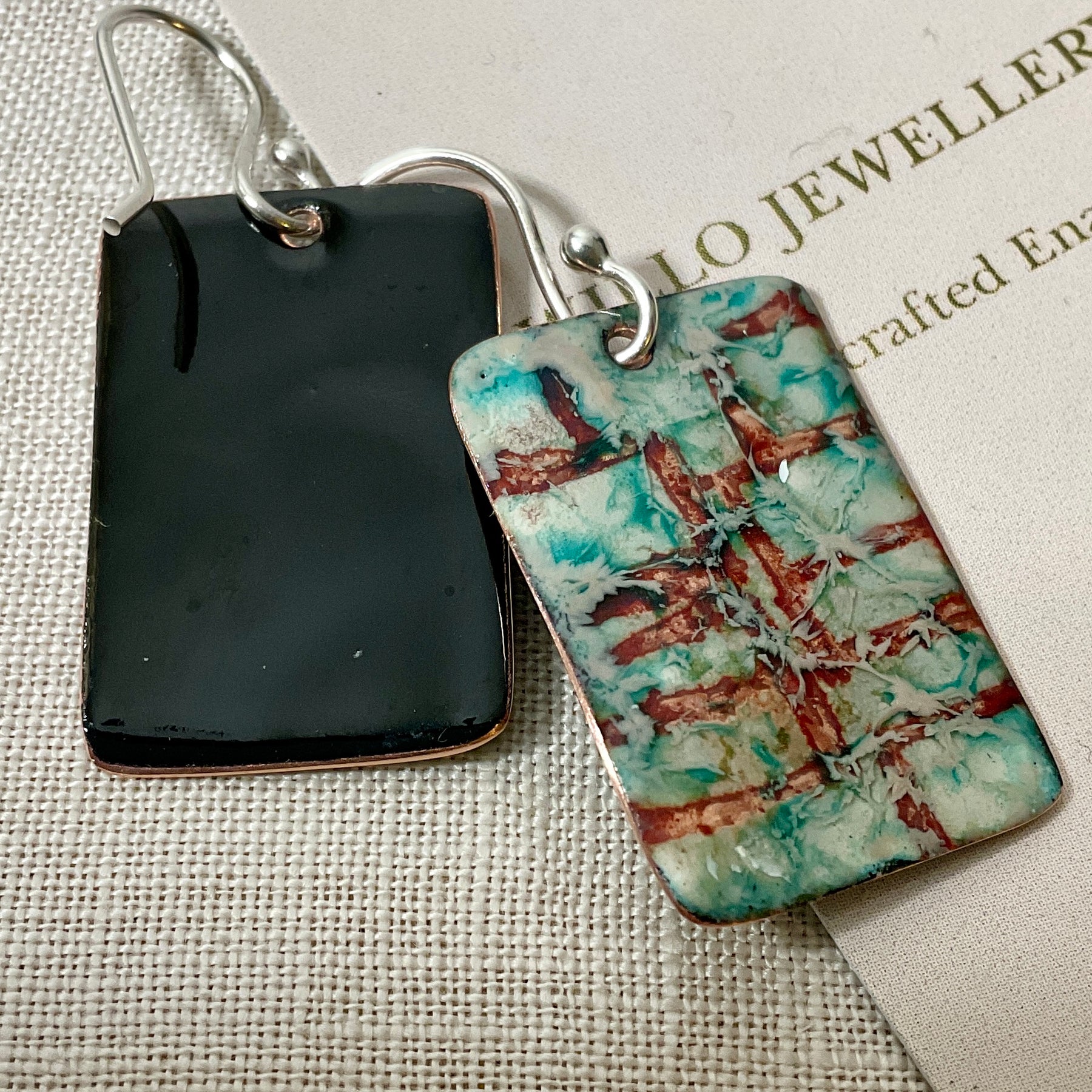 Abstract enamel earrings. Hand made
