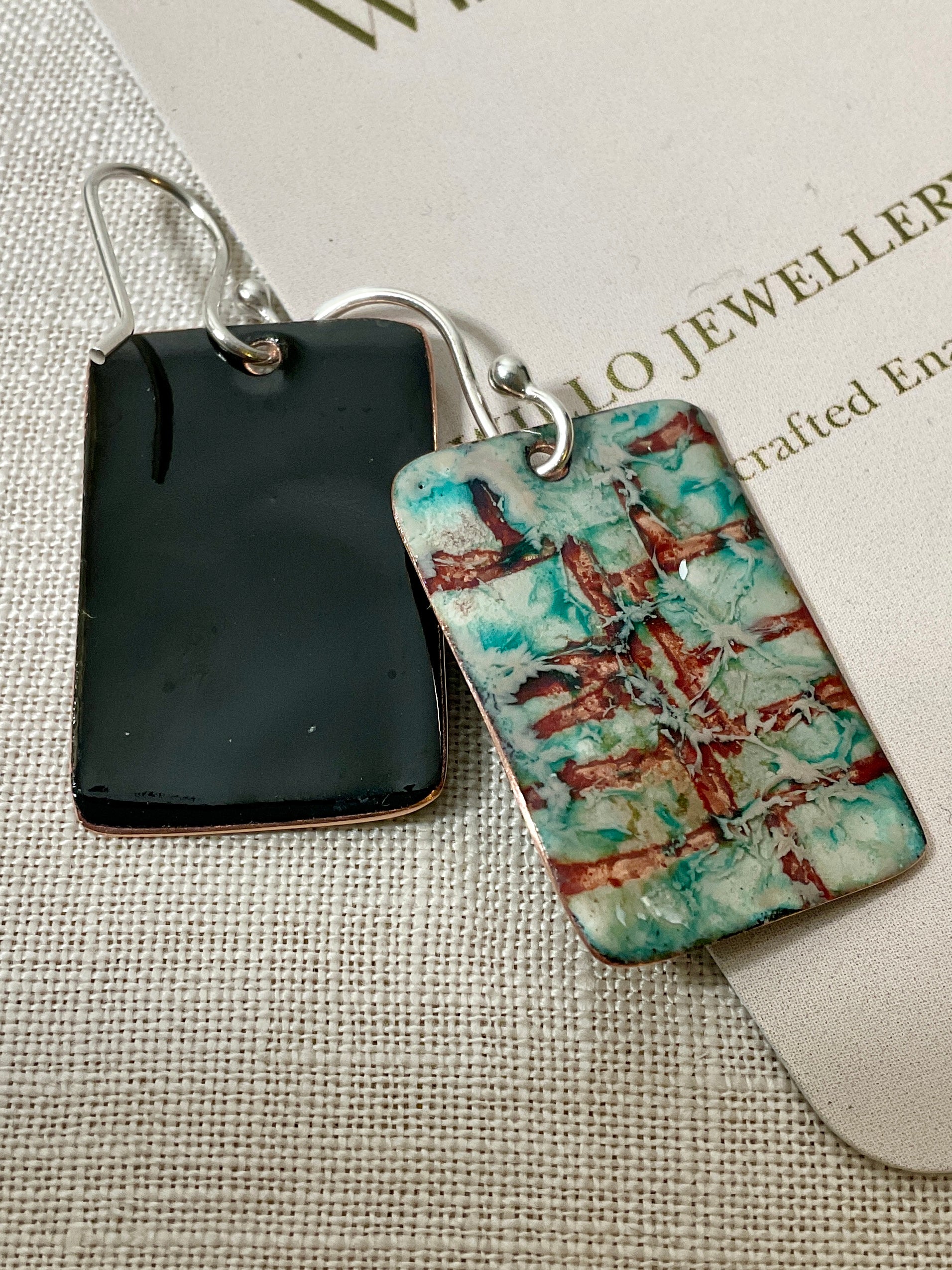 Abstract enamel earrings. Hand made