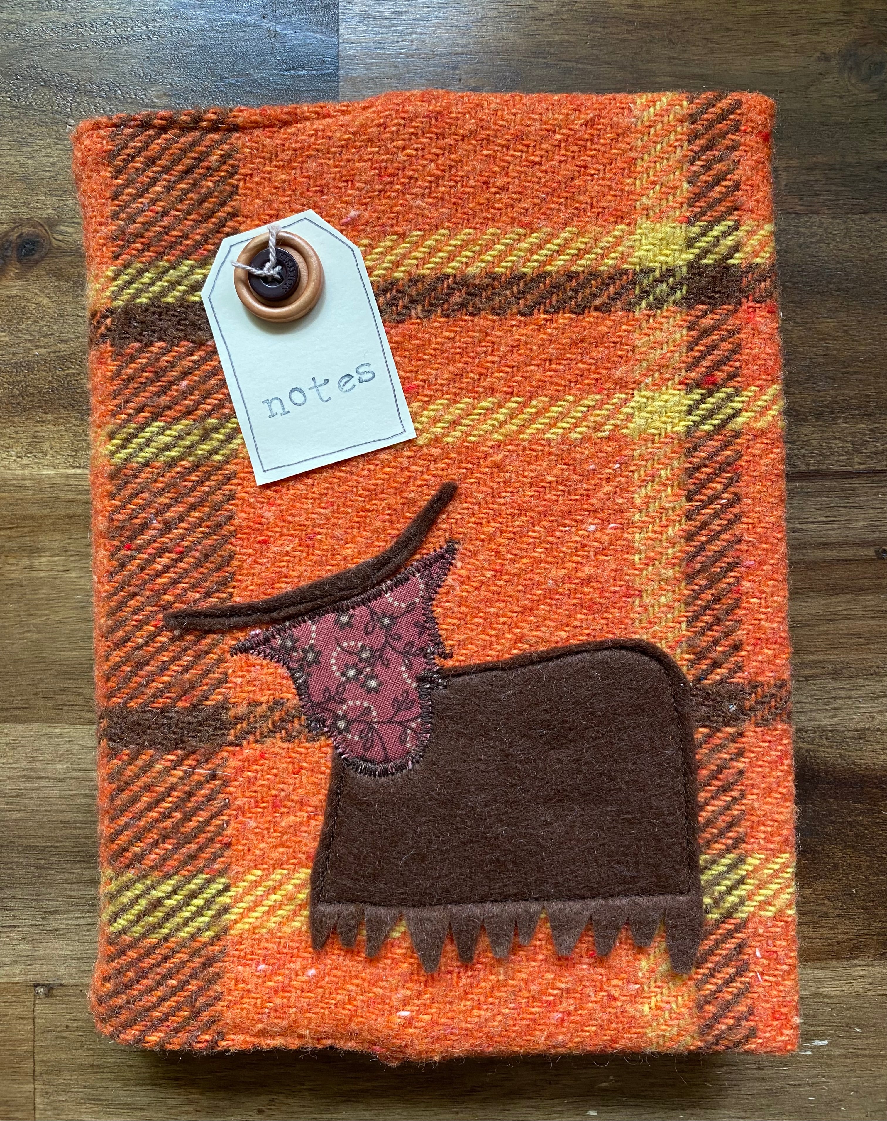 A5 Upcycled Notebook Highland Cow - Orange