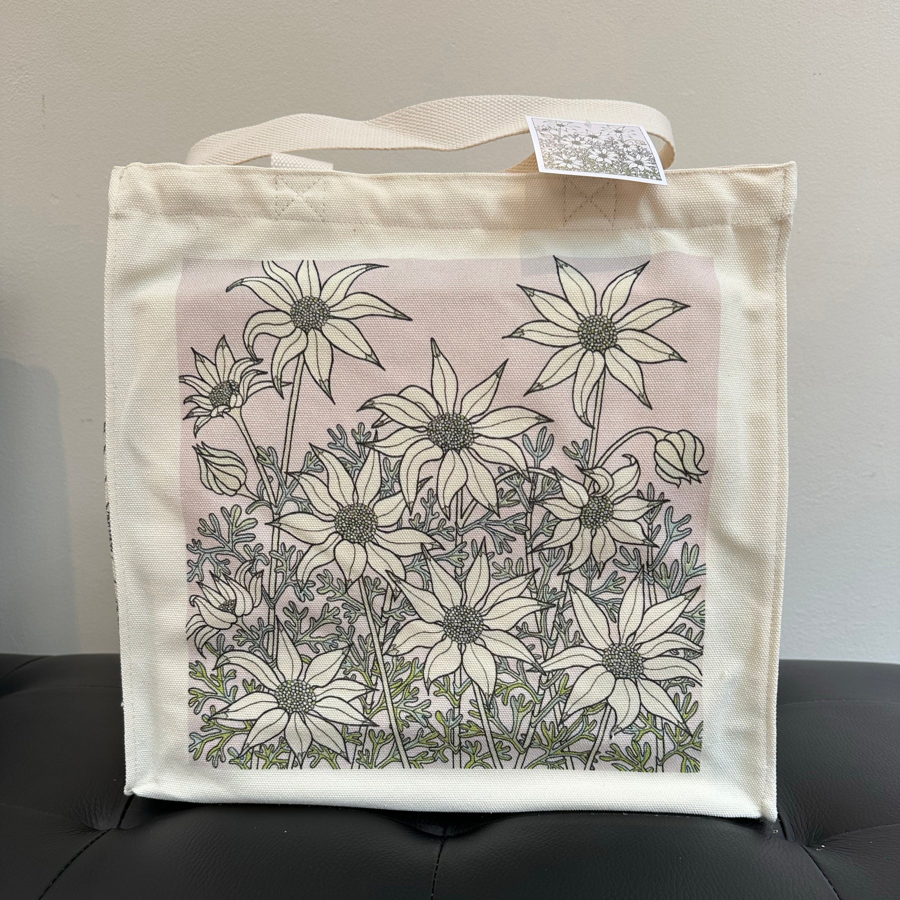 Flannel Flowers Canvas art tote bag - carry or over shoulder
