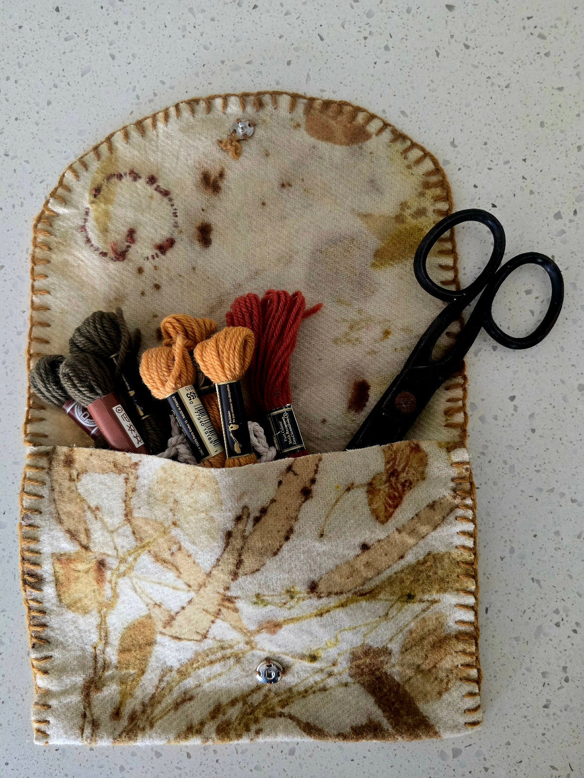 Eco-Printed Pure Wool Pouch – Hand Sewn & Botanical Printed
