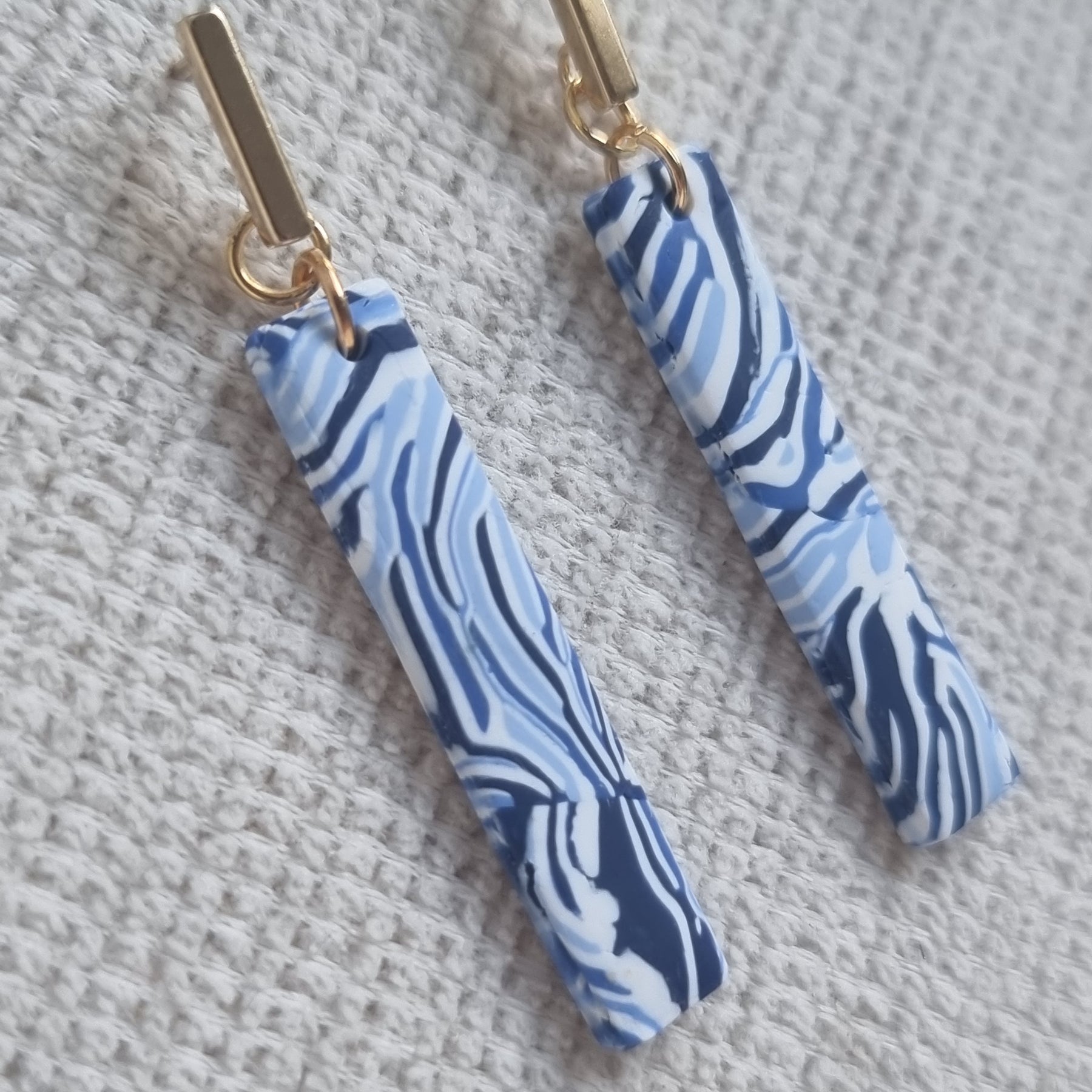 Blue Lagoon Small Dangles - Organic stripe design