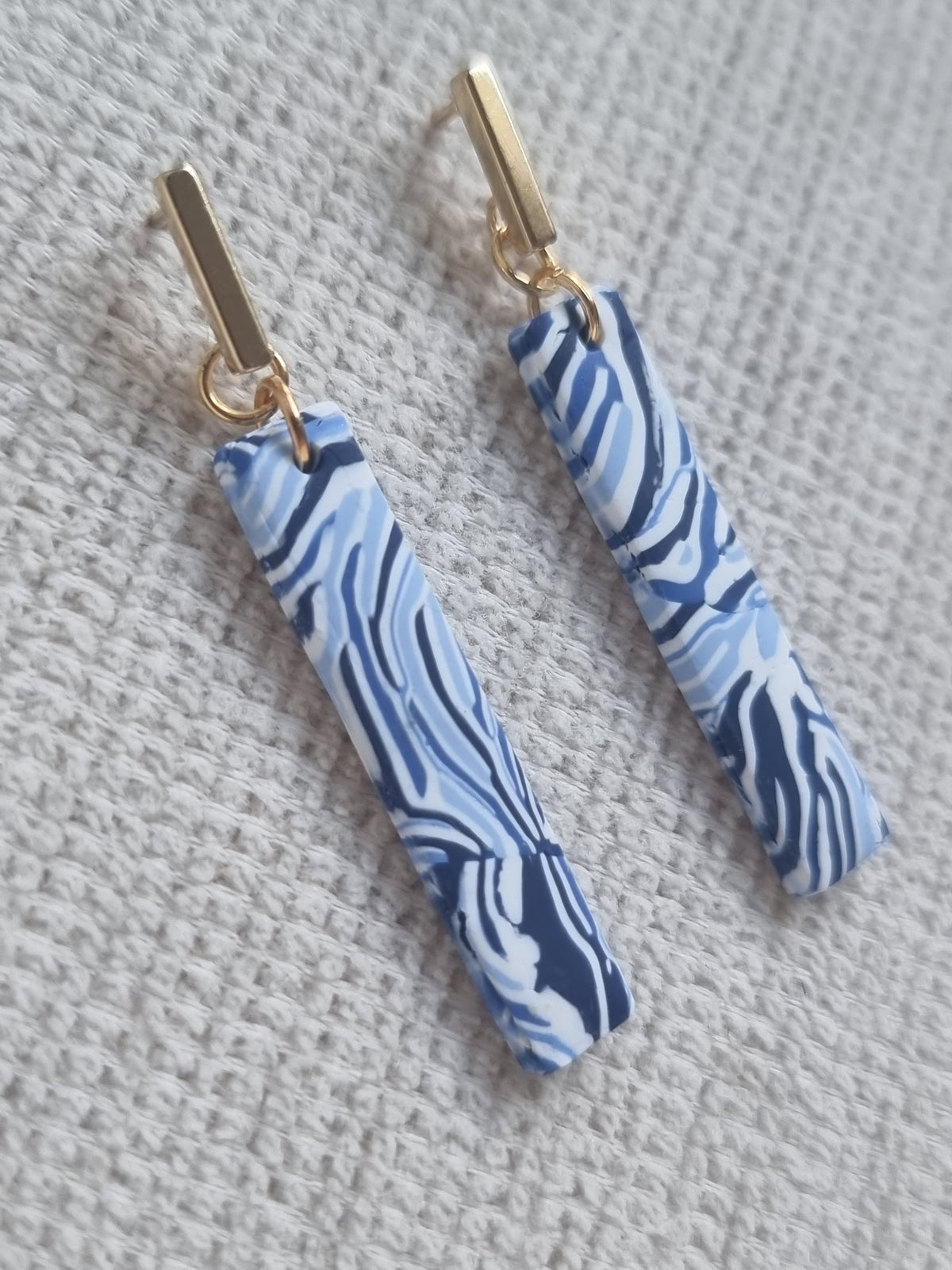 Blue Lagoon Small Dangles - Organic stripe design