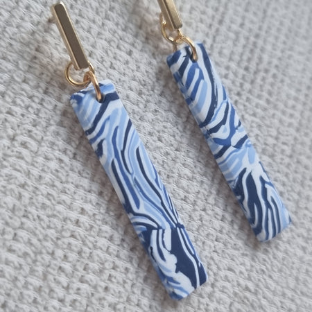 Blue Lagoon Small Dangles - Organic stripe design