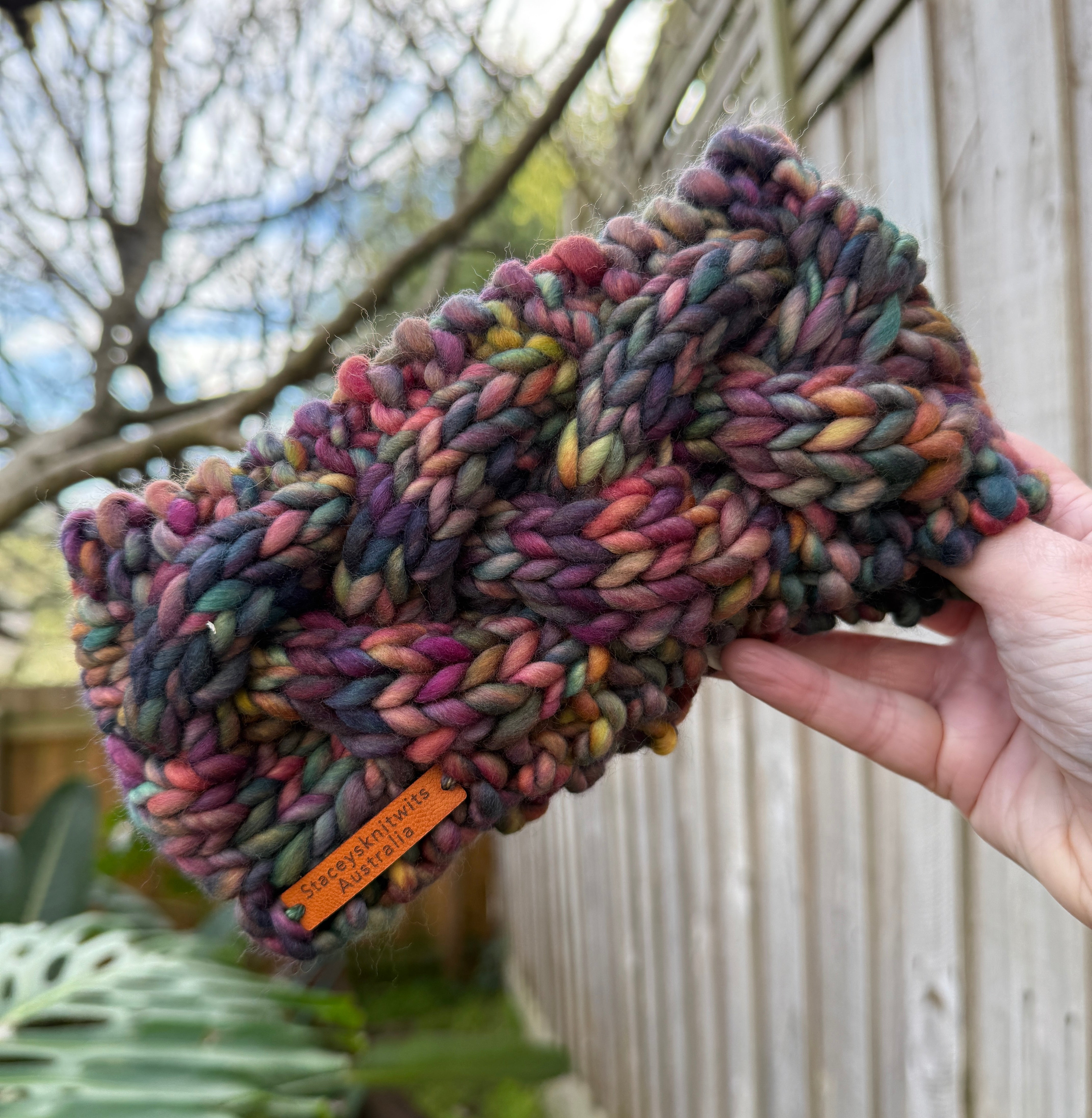 Hand Knitted Headband, Merino Wool Stretchy Ladies Rainbow Headband