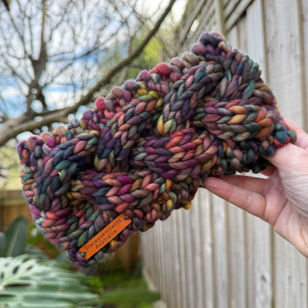 Hand Knitted Headband, Merino Wool Stretchy Ladies Rainbow Headband