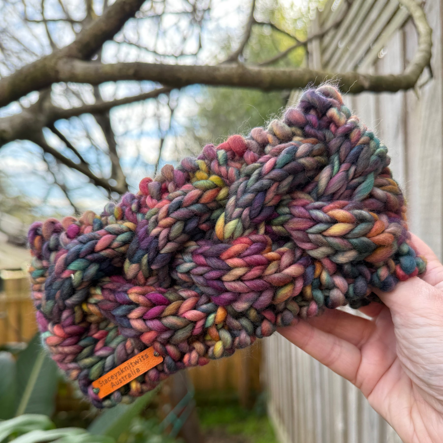 Hand Knitted Headband, Merino Wool Stretchy Ladies Rainbow Headband