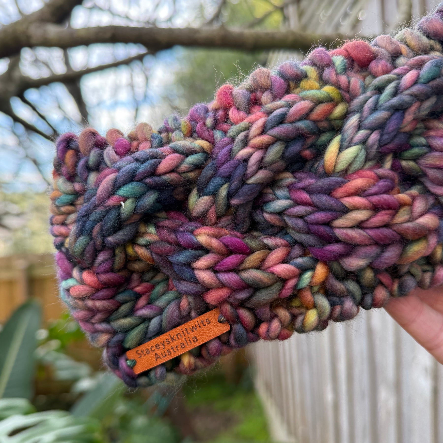 Hand Knitted Headband, Merino Wool Stretchy Ladies Rainbow Headband