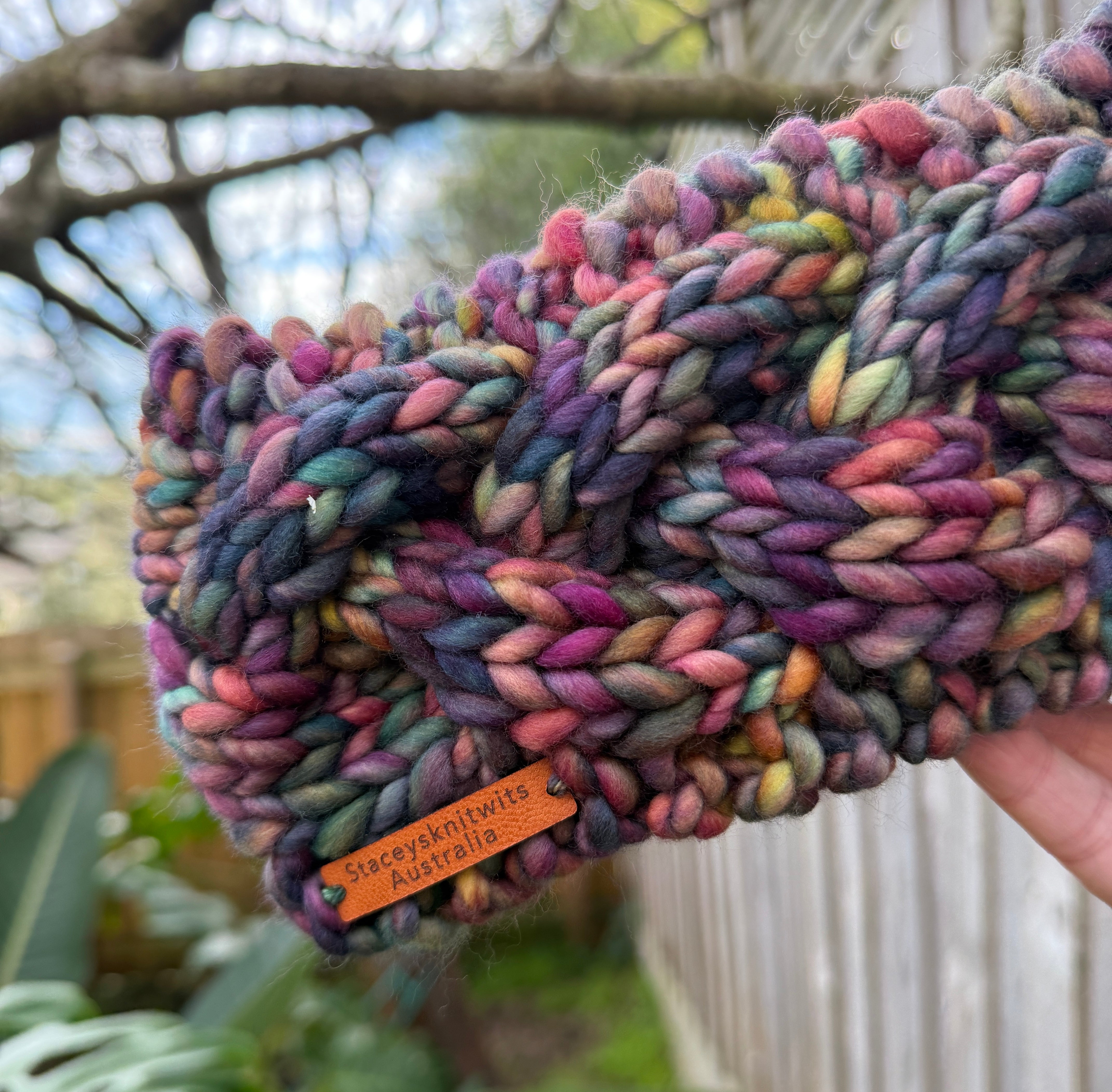 Hand Knitted Headband, Merino Wool Stretchy Ladies Rainbow Headband