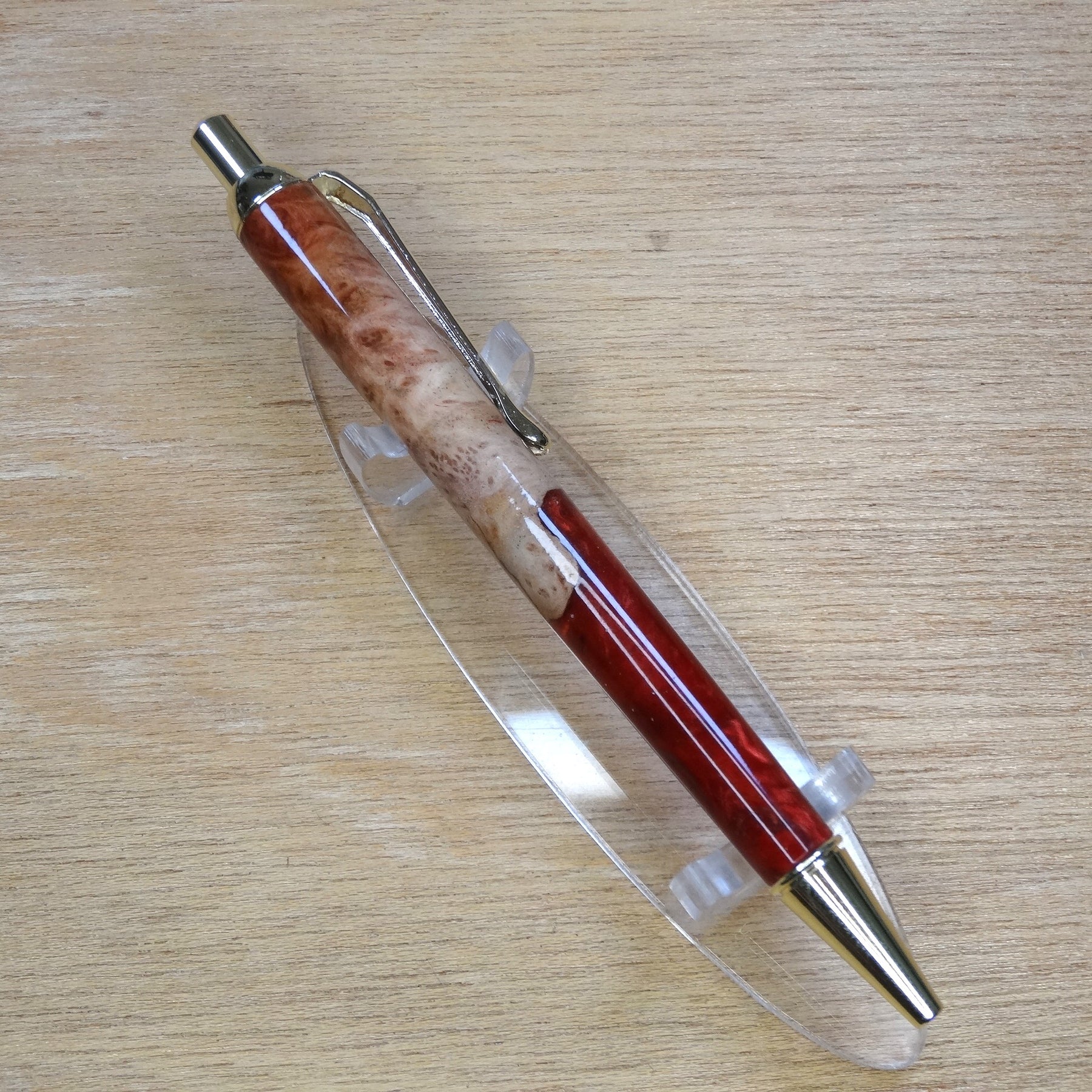Wood_Resin Red/Gold Swirl pen