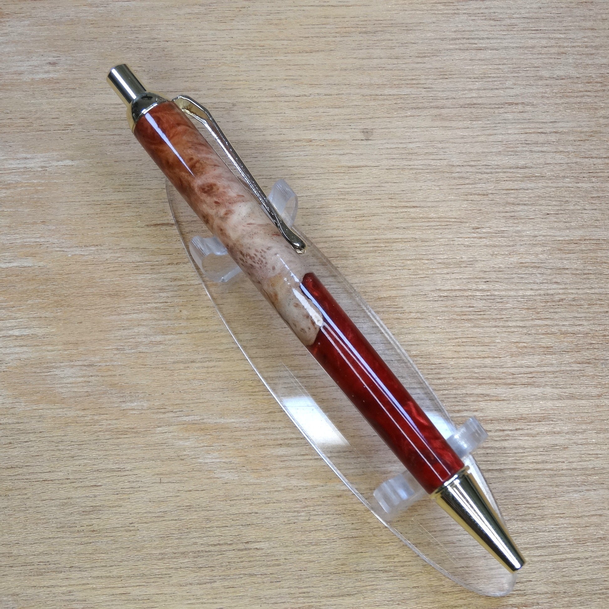 Wood_Resin Red/Gold Swirl pen