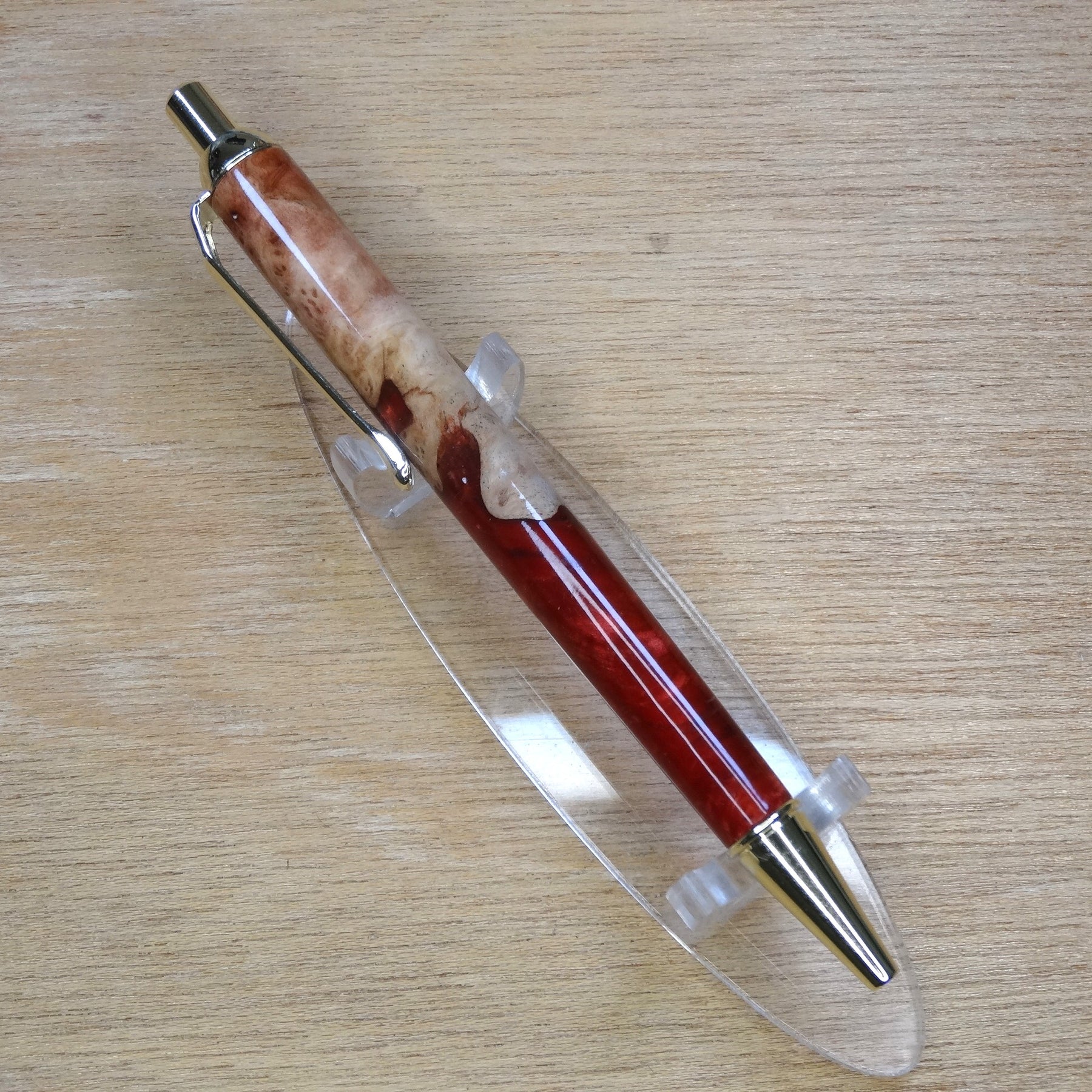 Wood_Resin Red/Gold Swirl pen