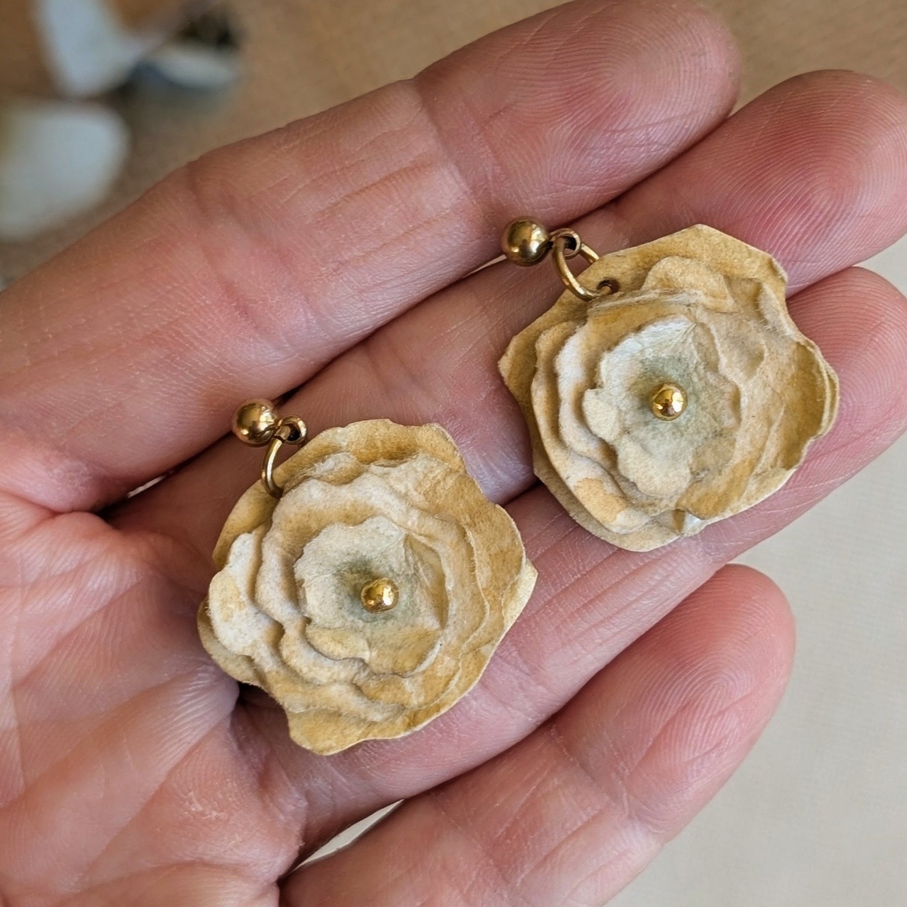 Handmade Paper Flower Earrings | Botanical Easter Earrings | Lightweight Statement Jewellery