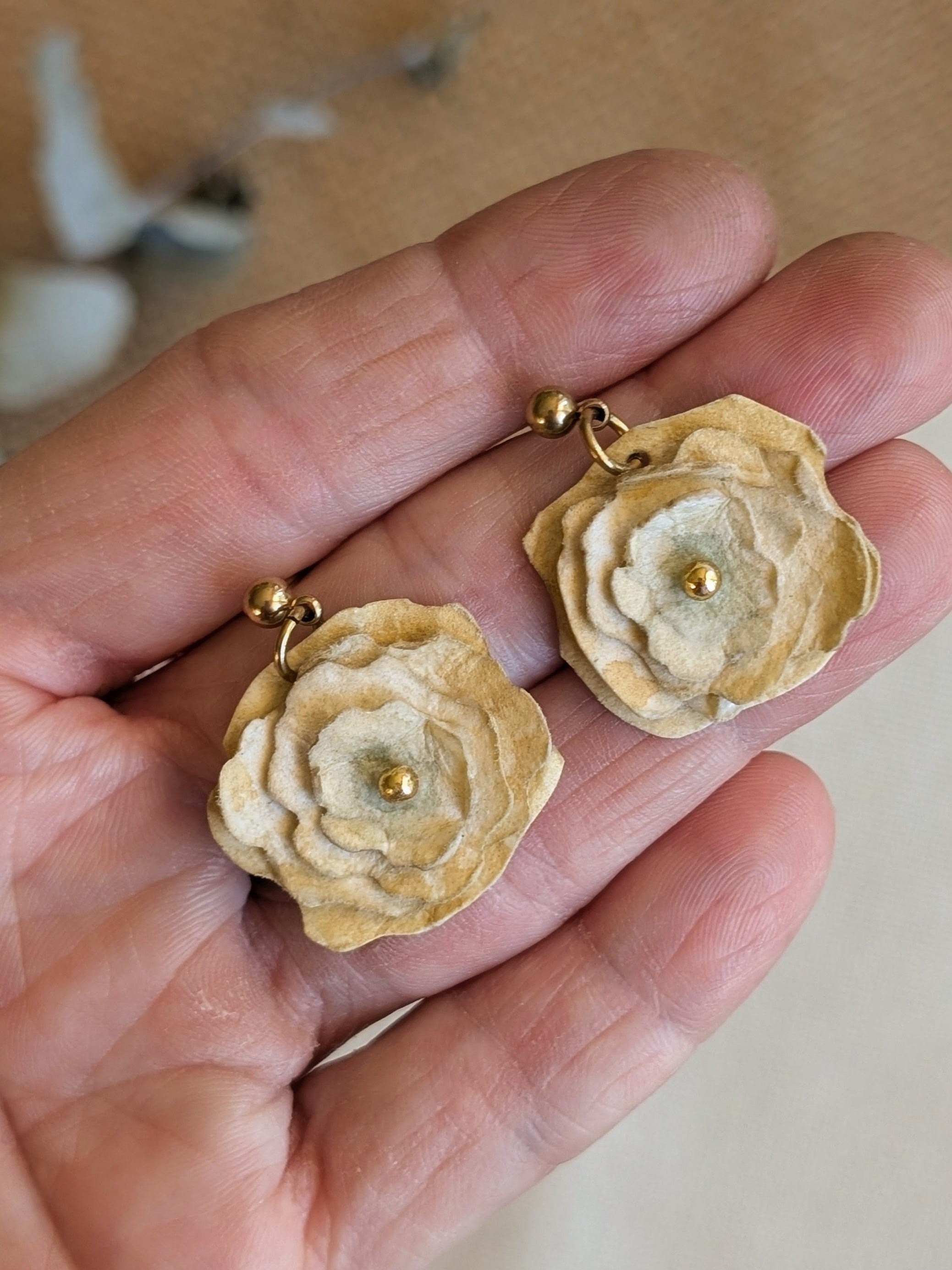 Handmade Paper Flower Earrings | Botanical Easter Earrings | Lightweight Statement Jewellery